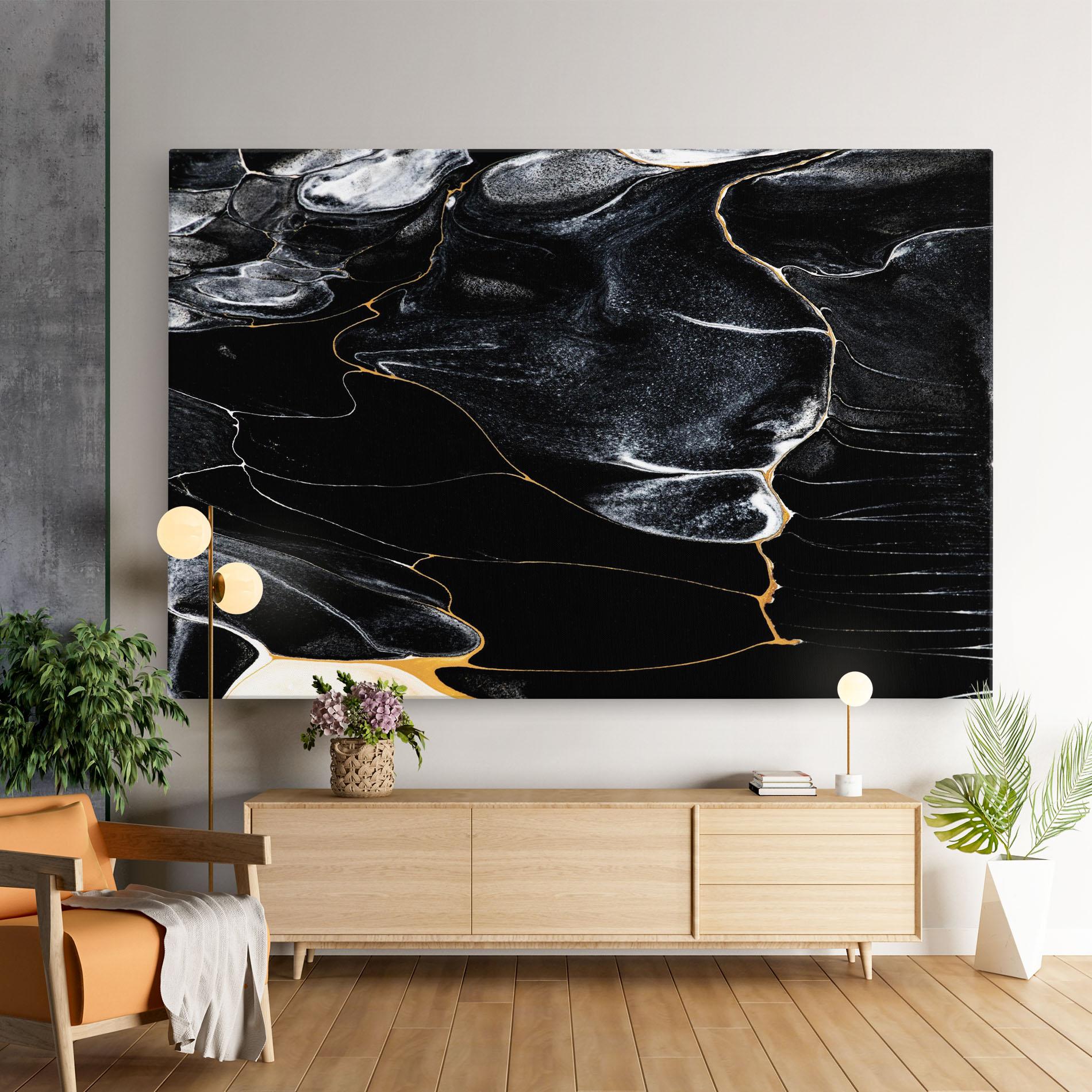 Tablou Canvas Gold Lines On Black mockup 9