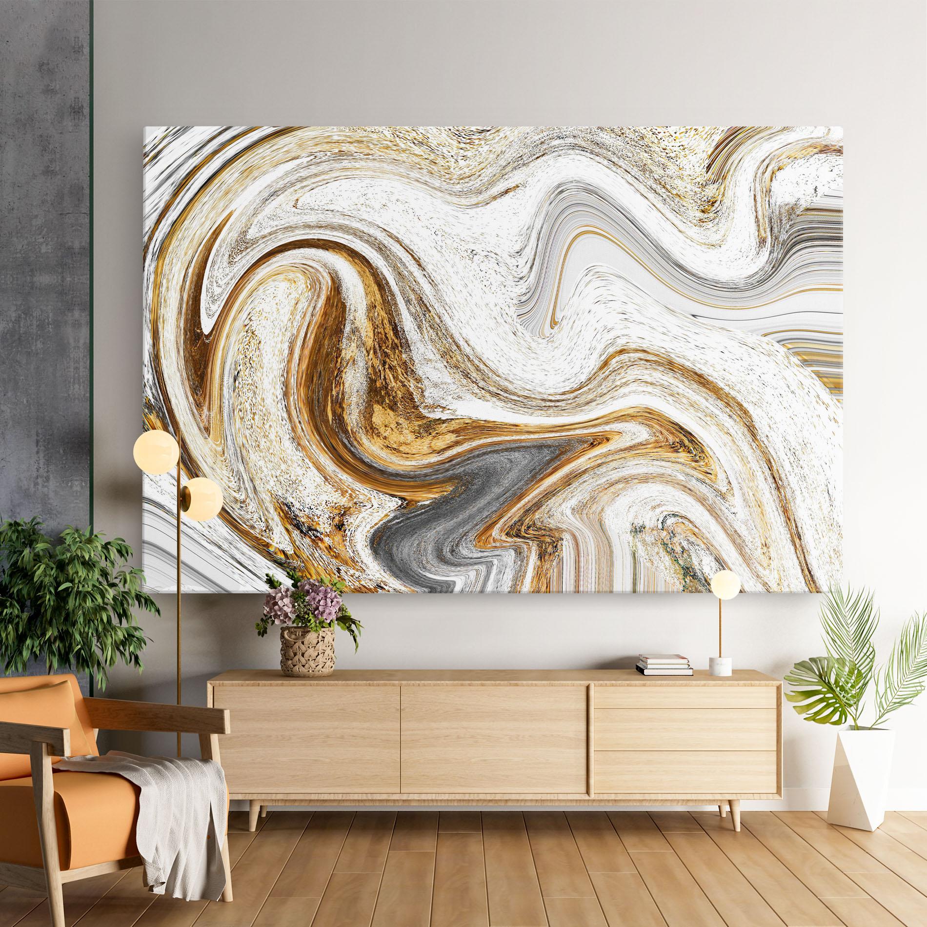 Tablou Canvas Gold White Liquid mockup 9