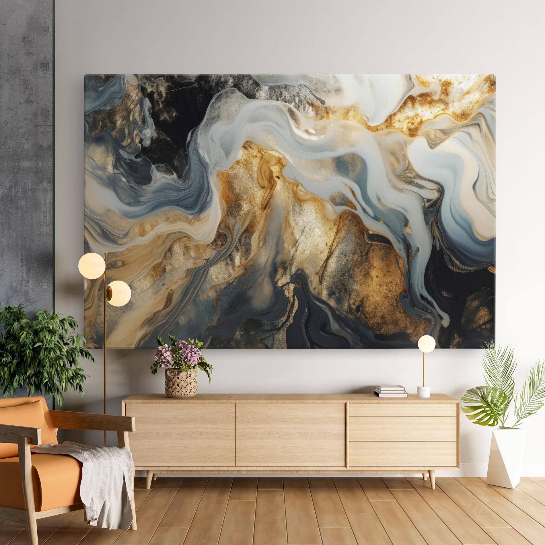 Tablou Canvas Grey Gold Liquid Marble mockup 9
