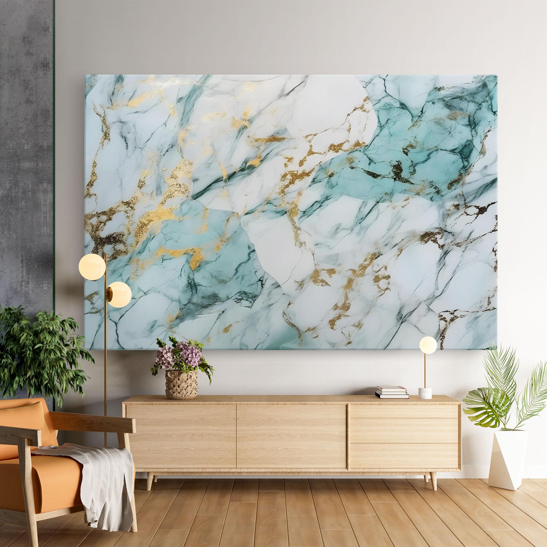 Tablou Canvas Light Green Gold Line mockup 9