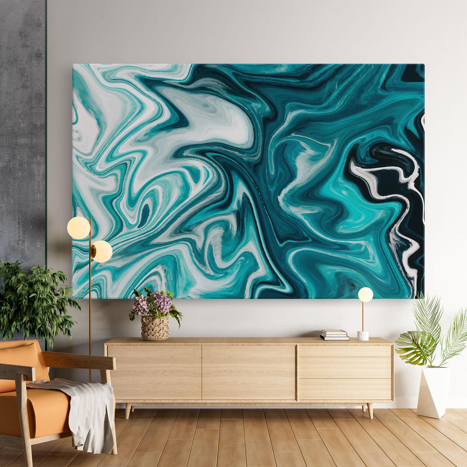 Tablou Canvas White Blue Liquid Marble mockup 9