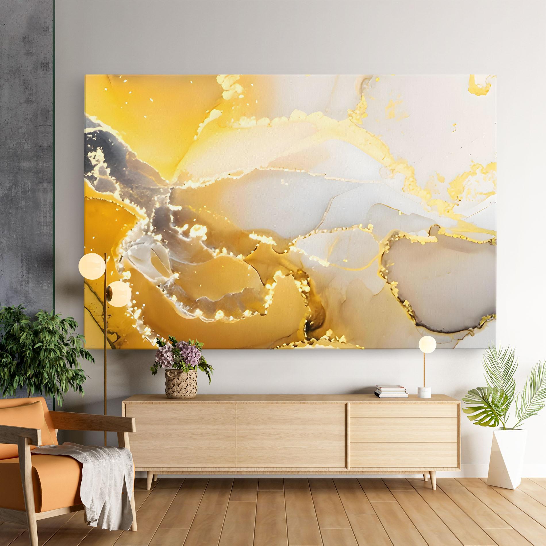 Tablou Canvas Yellow Grey Marble mockup 9