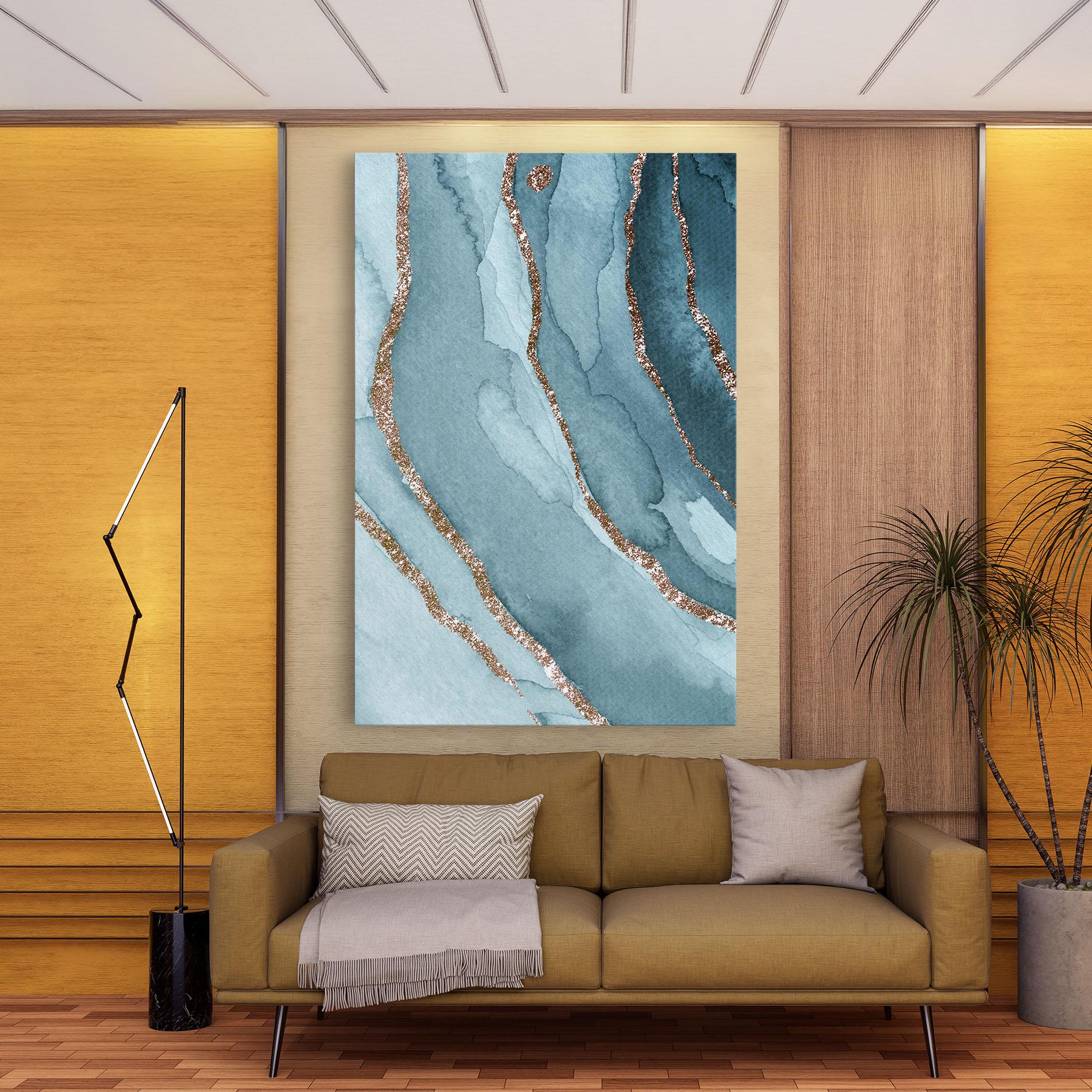 Tablou Canvas Blue Golden Glitter mockup 9