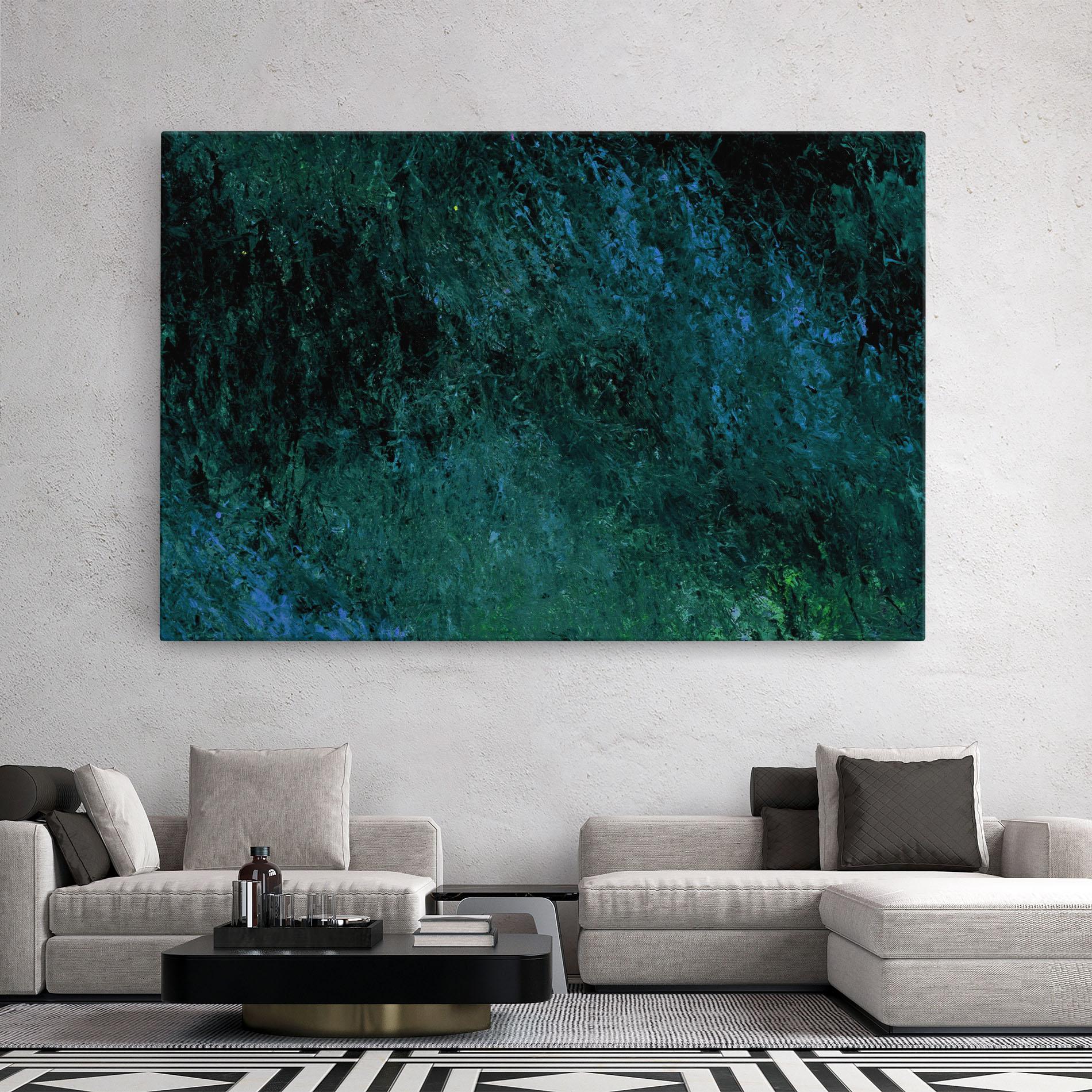 Tablou Canvas Dark Green Blue Painting mockup 2