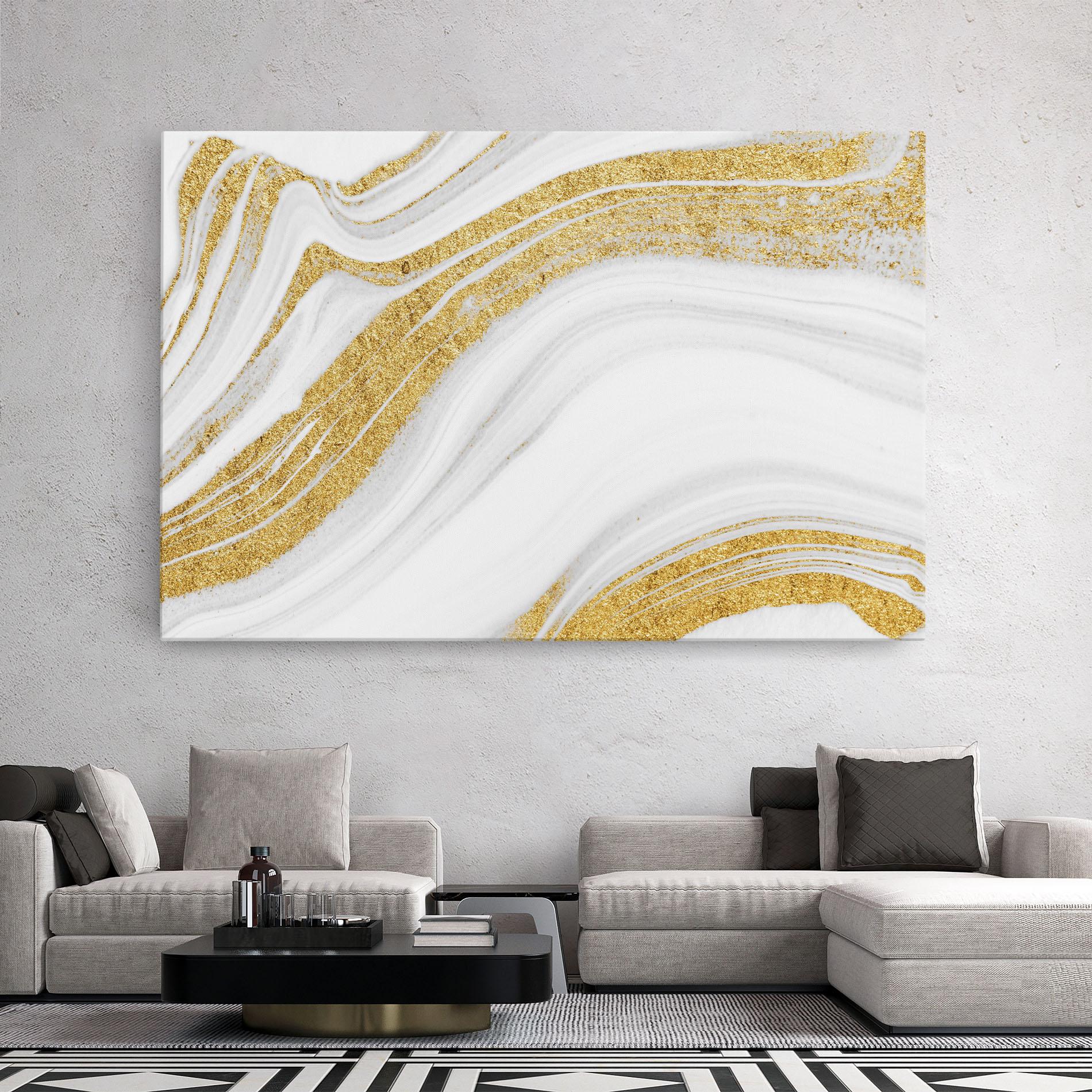 Tablou Canvas Gold Glitter Liquid mockup 2