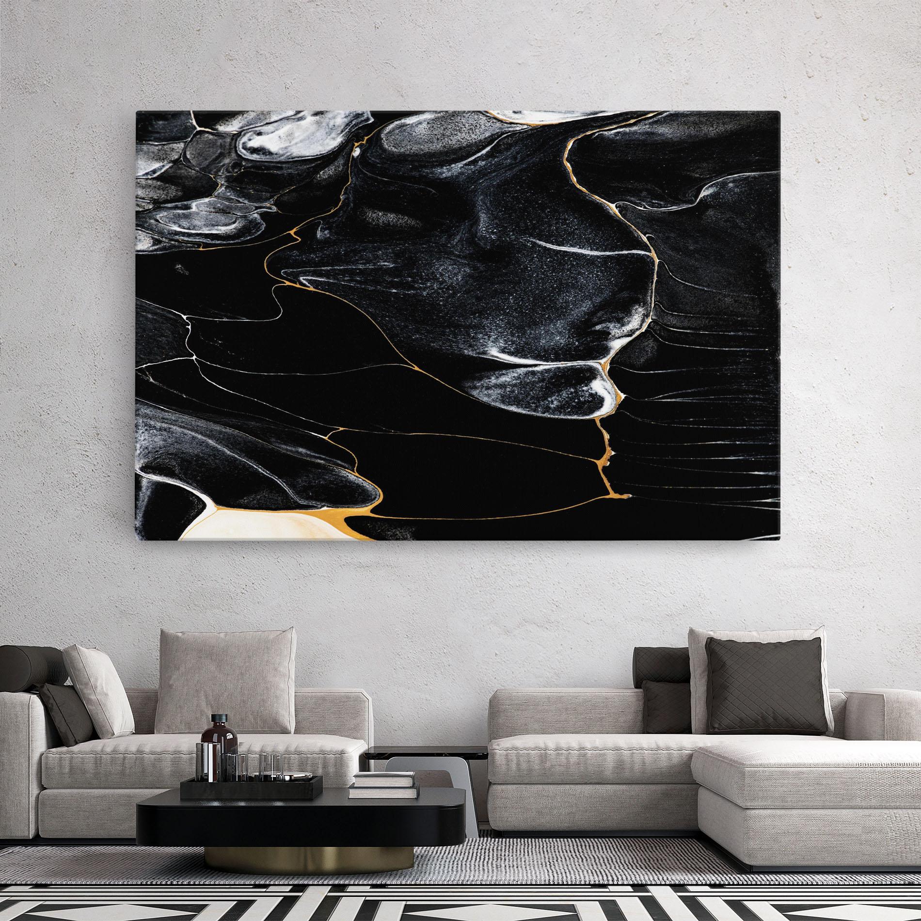 Tablou Canvas Gold Lines On Black mockup 2