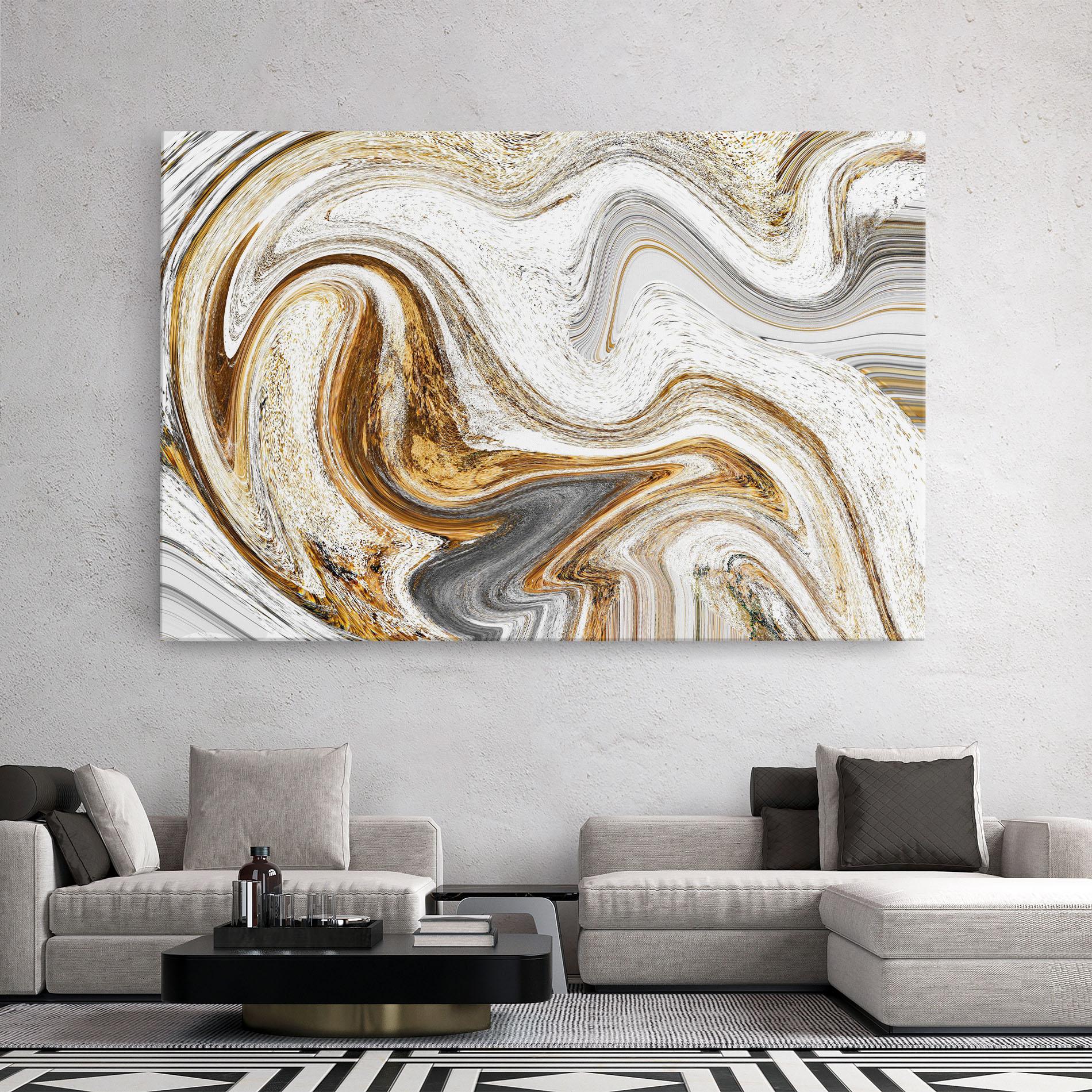 Tablou Canvas Gold White Liquid mockup 2