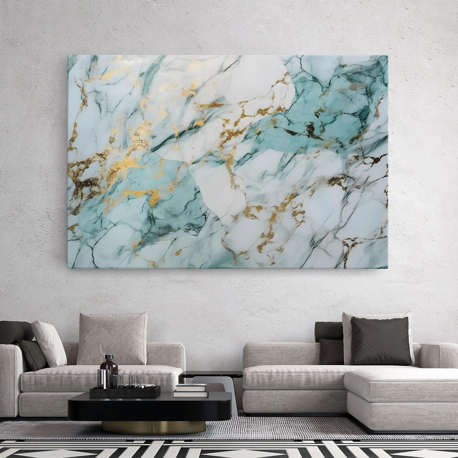 Tablou Canvas Light Green Gold Line mockup 2