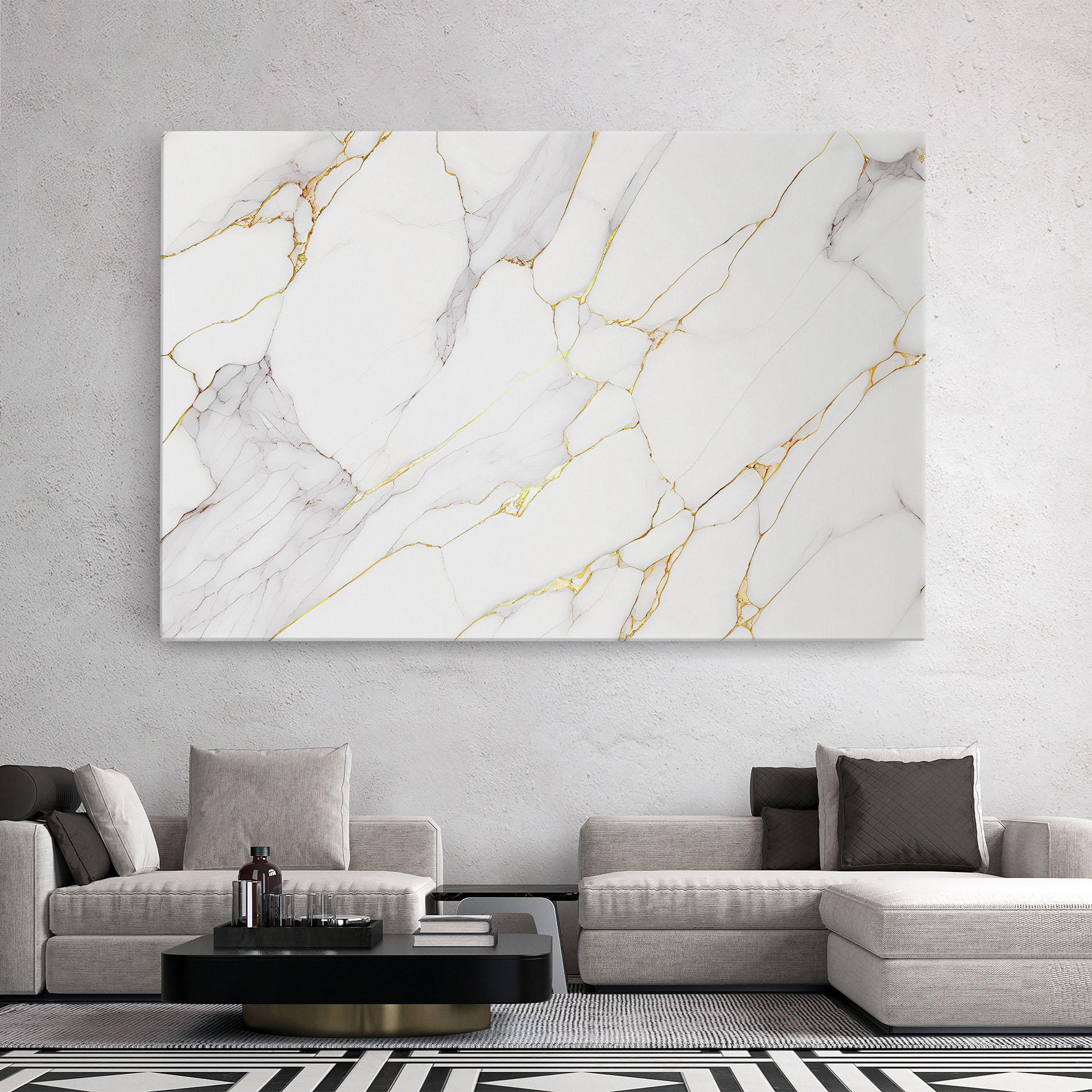 Tablou Canvas White Grey Golden Lines mockup 2