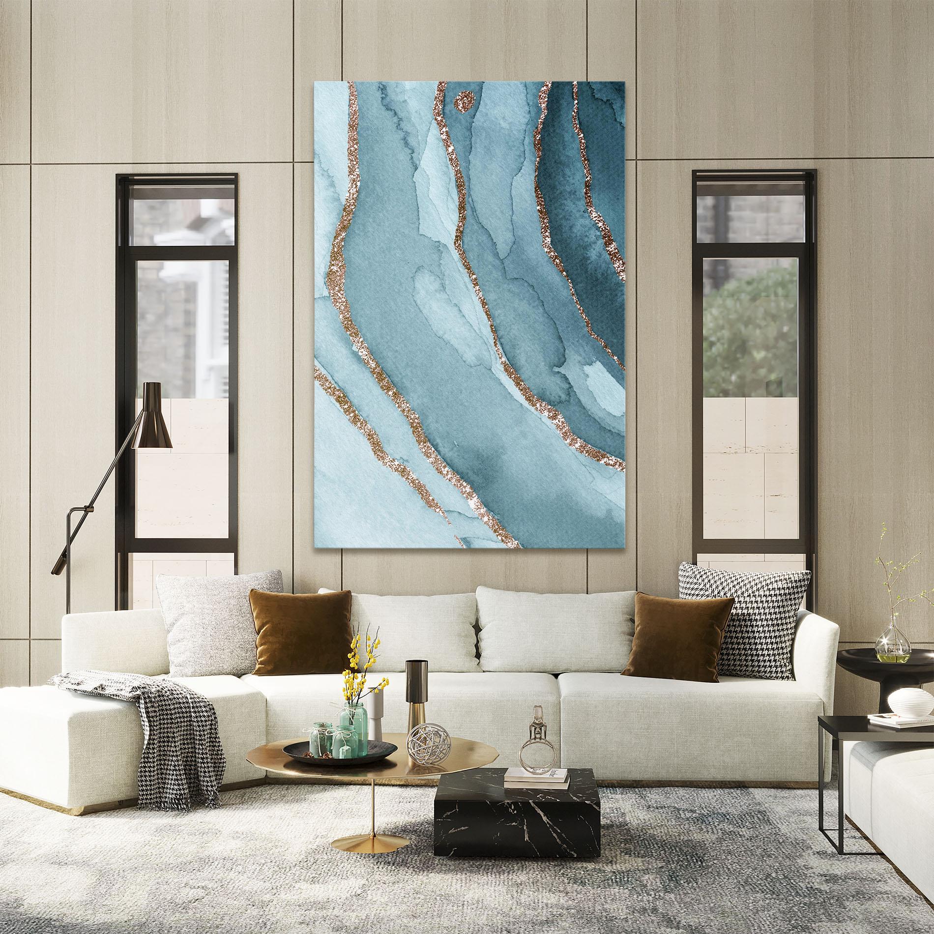 Tablou Canvas Blue Golden Glitter mockup 2