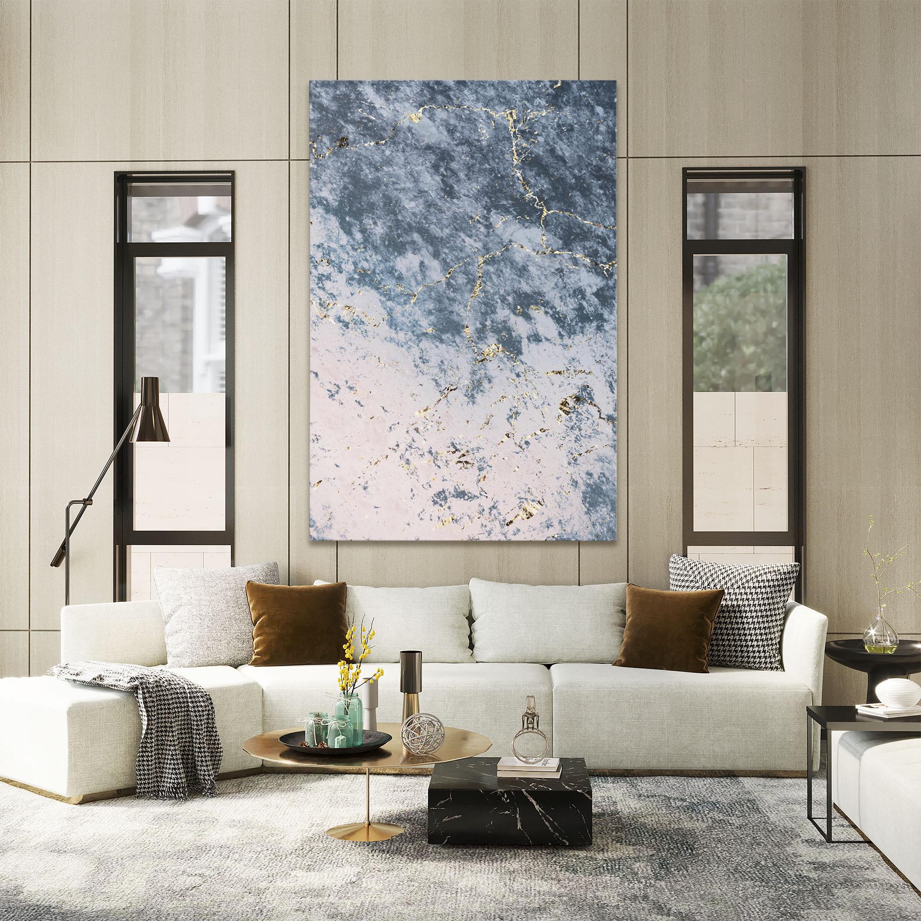 Tablou Canvas Blue Golden Lines mockup 2