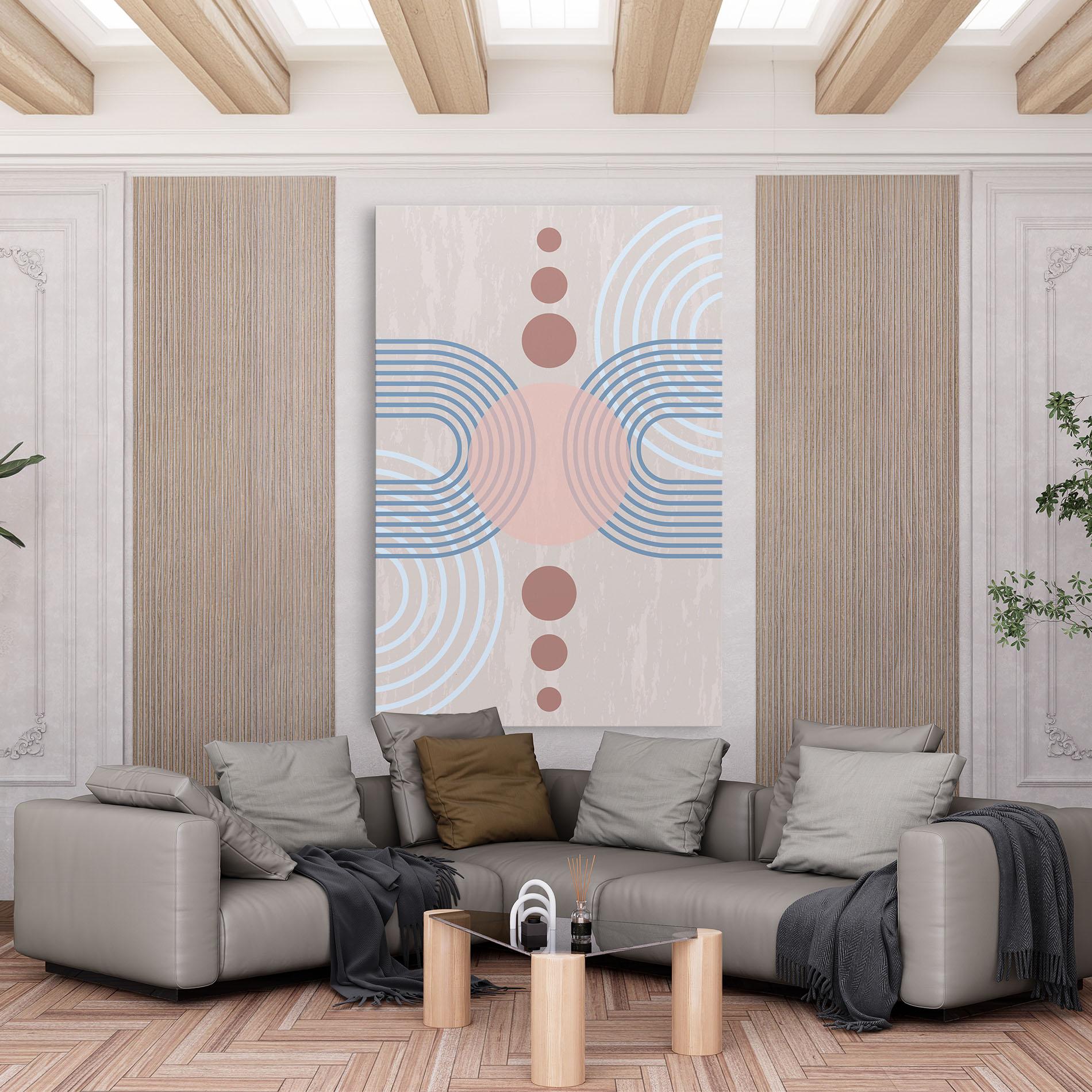 Tablou Canvas Blue Lines On Pink mockup 6
