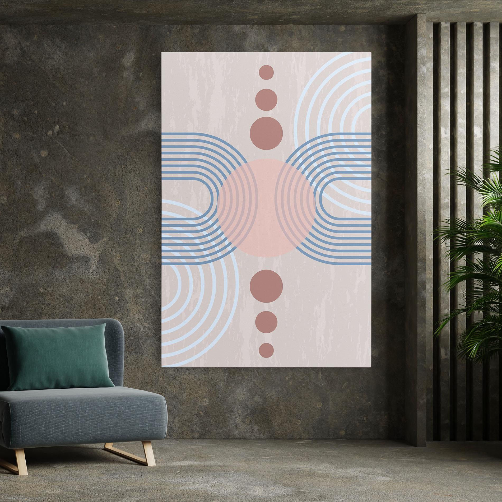 Tablou Canvas Blue Lines On Pink mockup 7