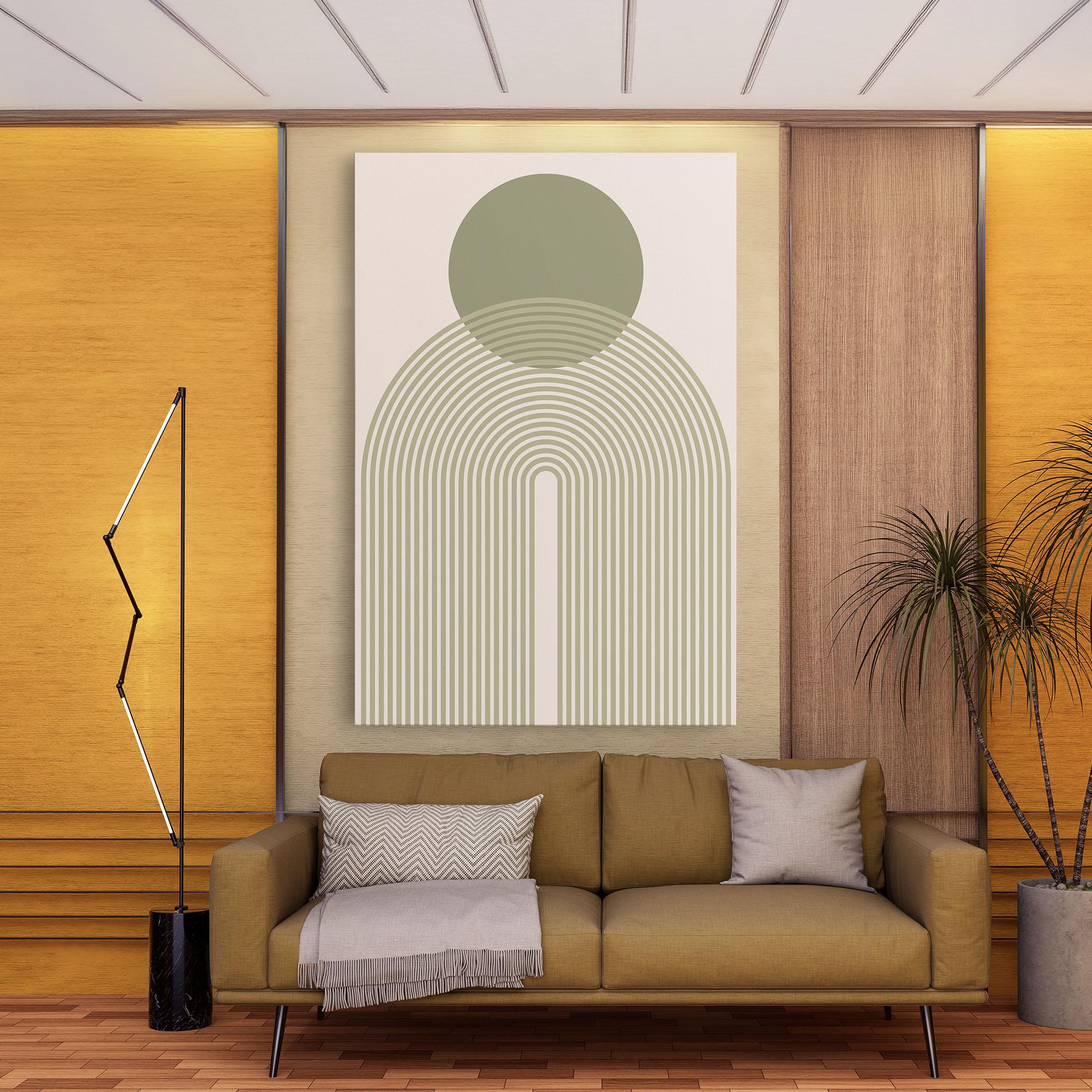 Tablou Canvas Green Circle Lines mockup 9