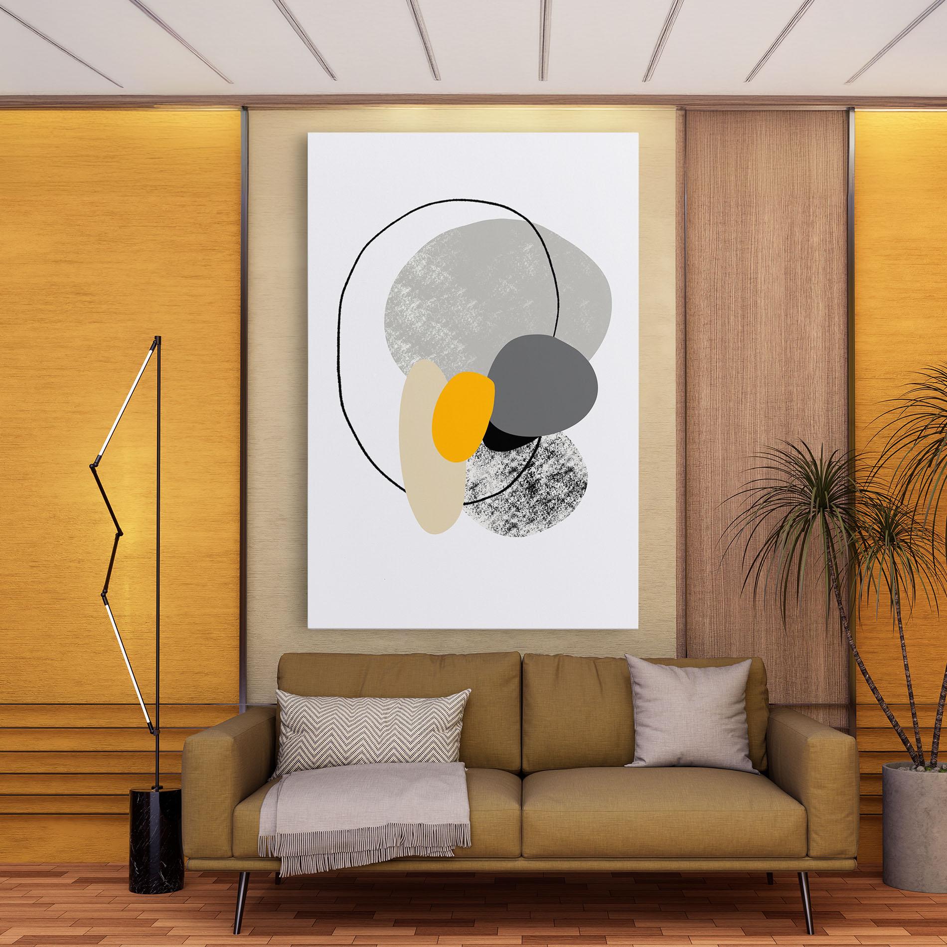 Tablou Canvas Grey Orange Shape mockup 9