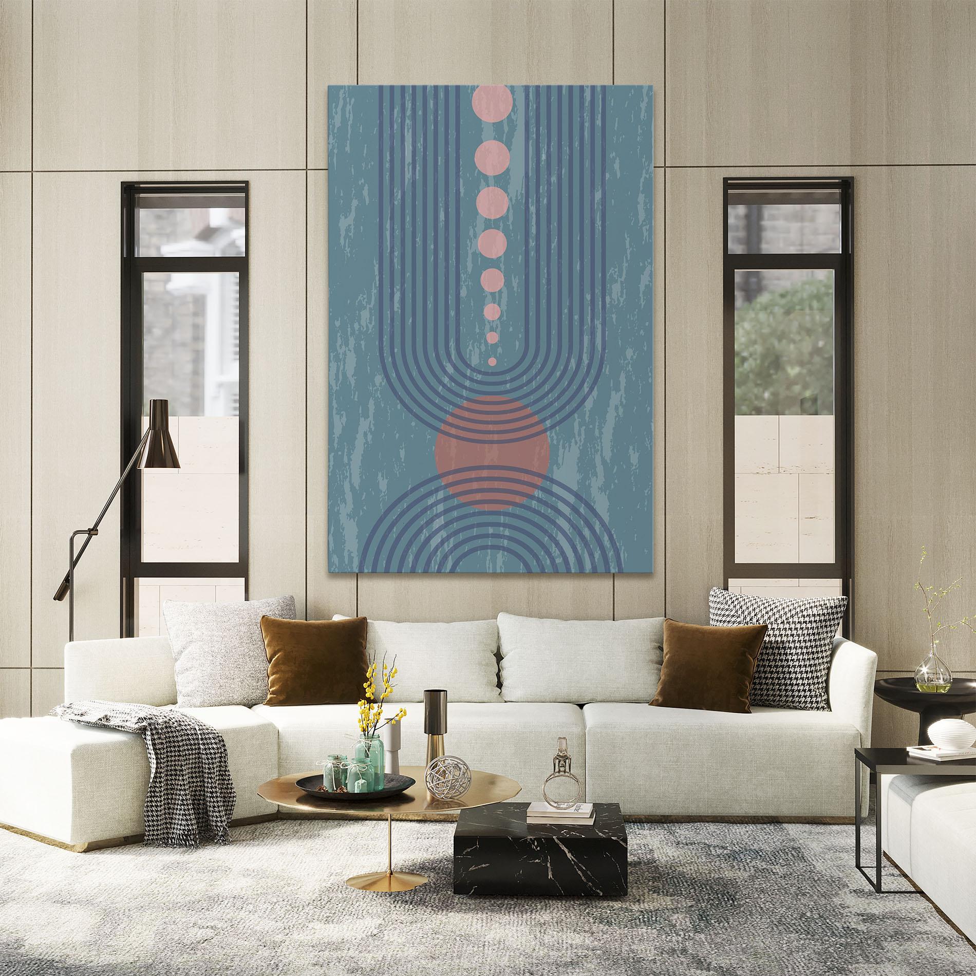 Tablou Canvas Pink Circle On Blue mockup 2