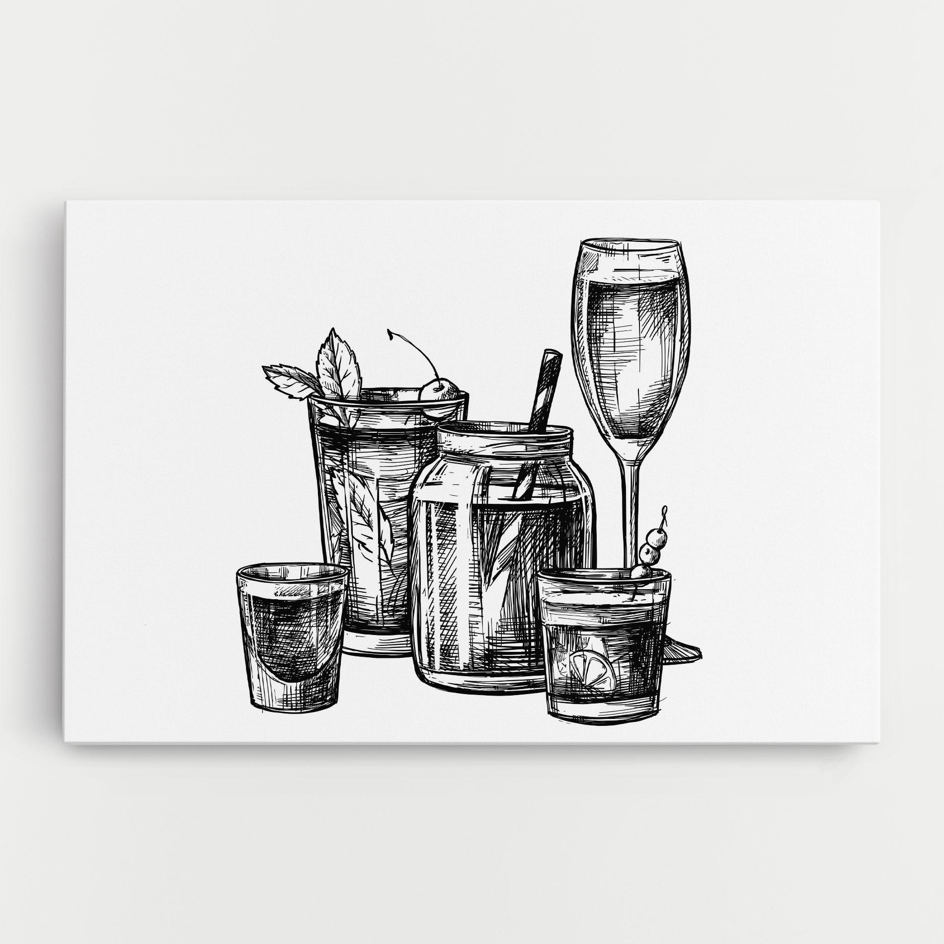 Tablou Canvas Black Line Drinks mockup 0