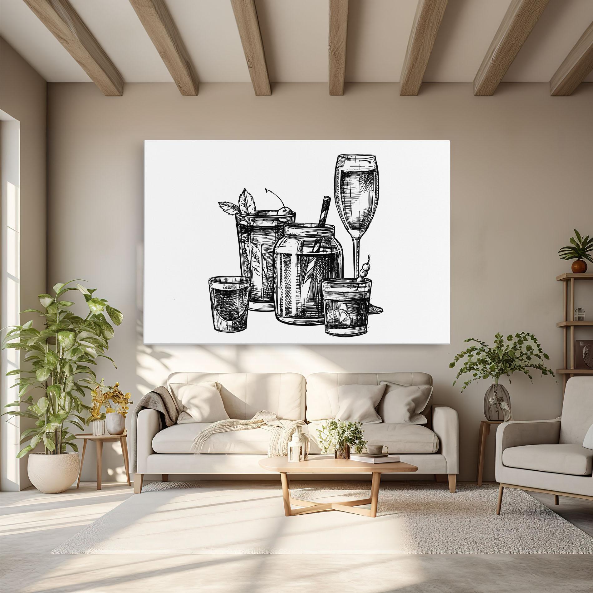 Tablou Canvas Black Line Drinks mockup 6