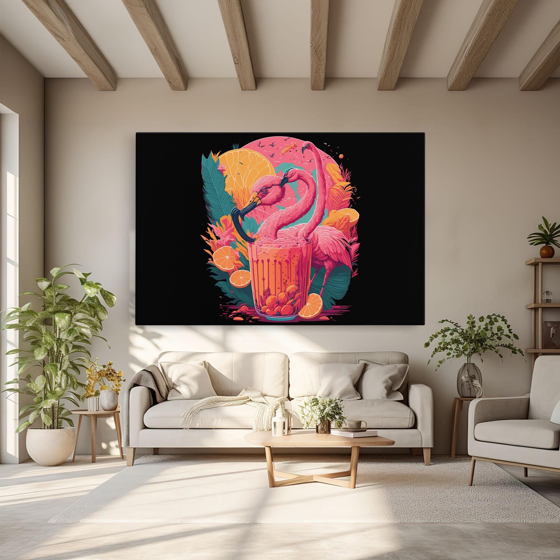 Tablou Canvas Pink Bird Drink mockup 6