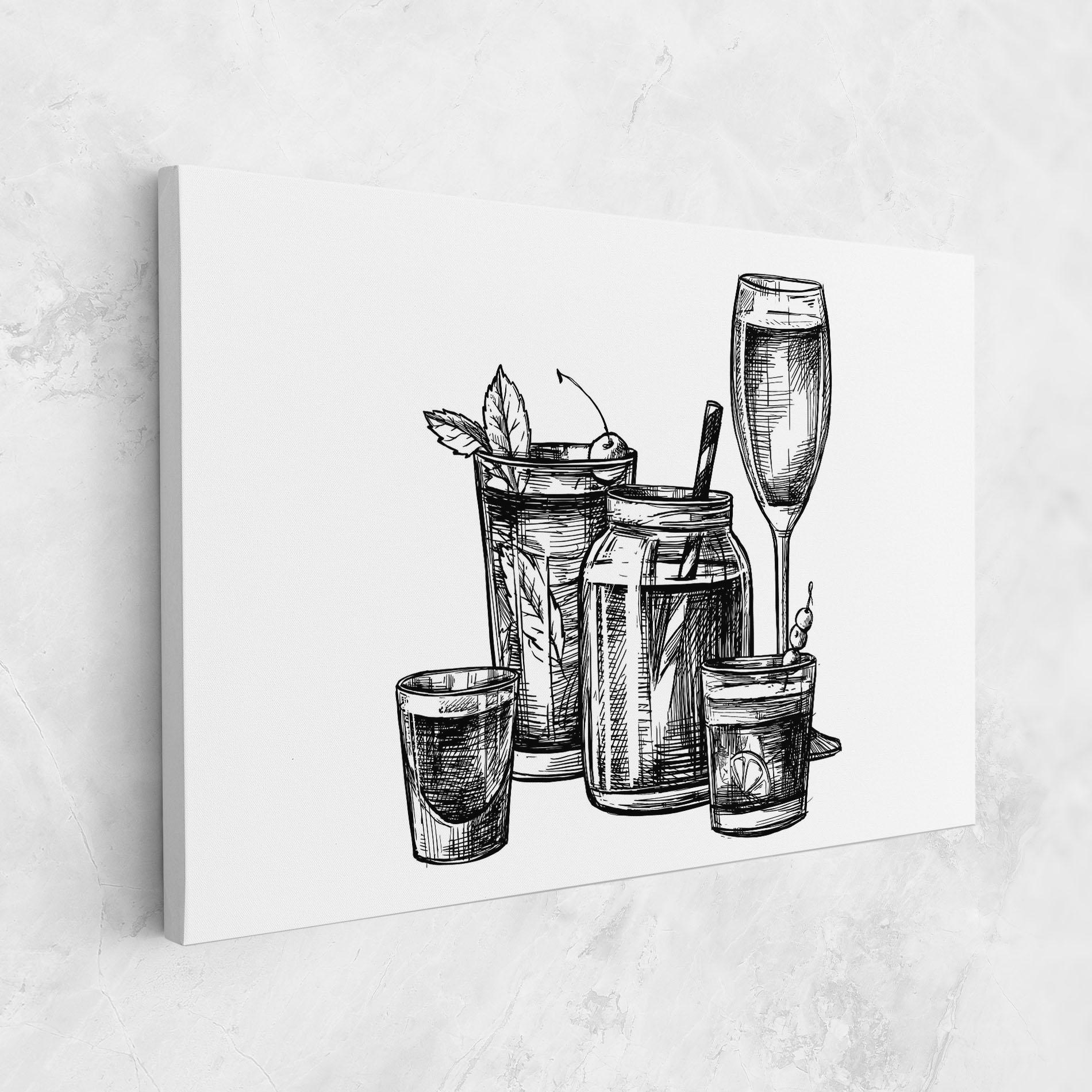 Tablou Canvas Black Line Drinks mockup 1