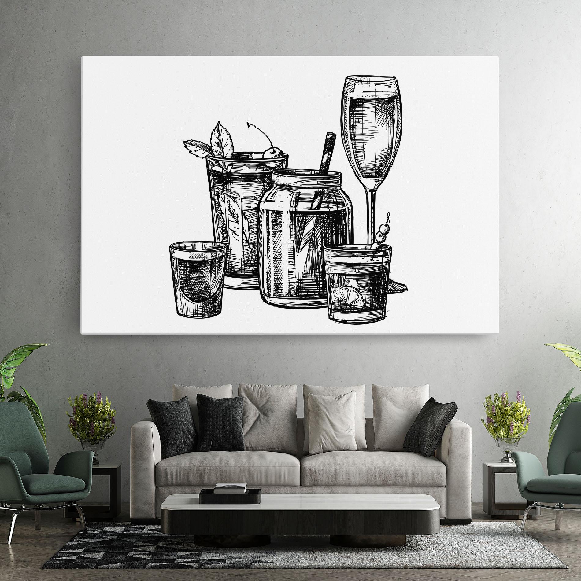 Tablou Canvas Black Line Drinks mockup 7
