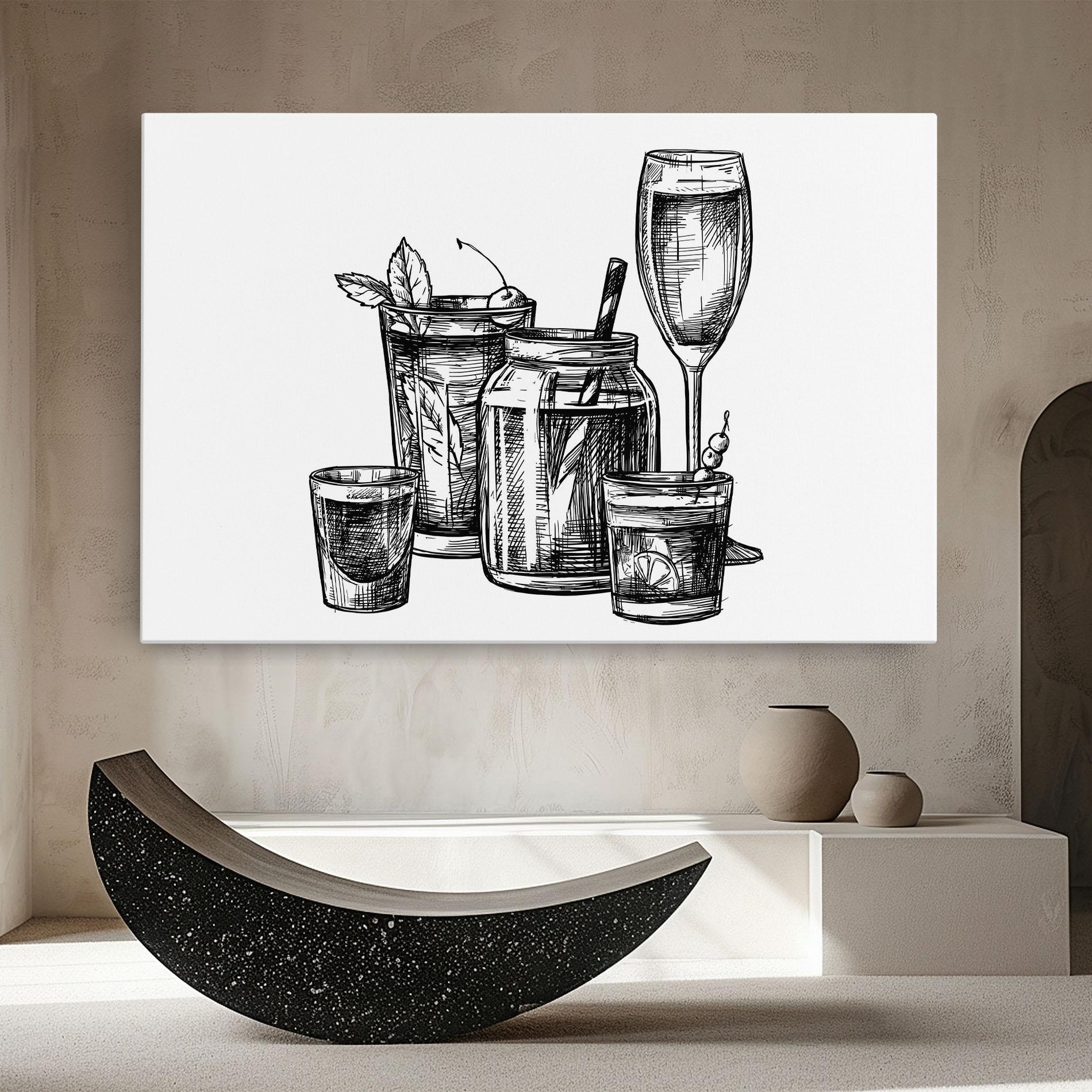 Tablou Canvas Black Line Drinks mockup 8