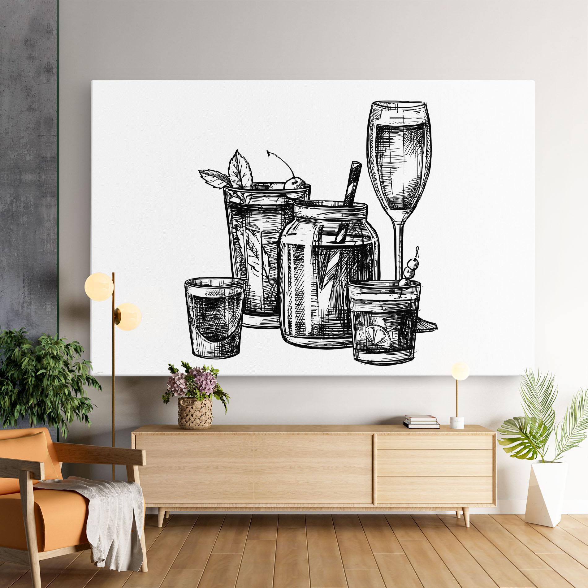 Tablou Canvas Black Line Drinks mockup 9