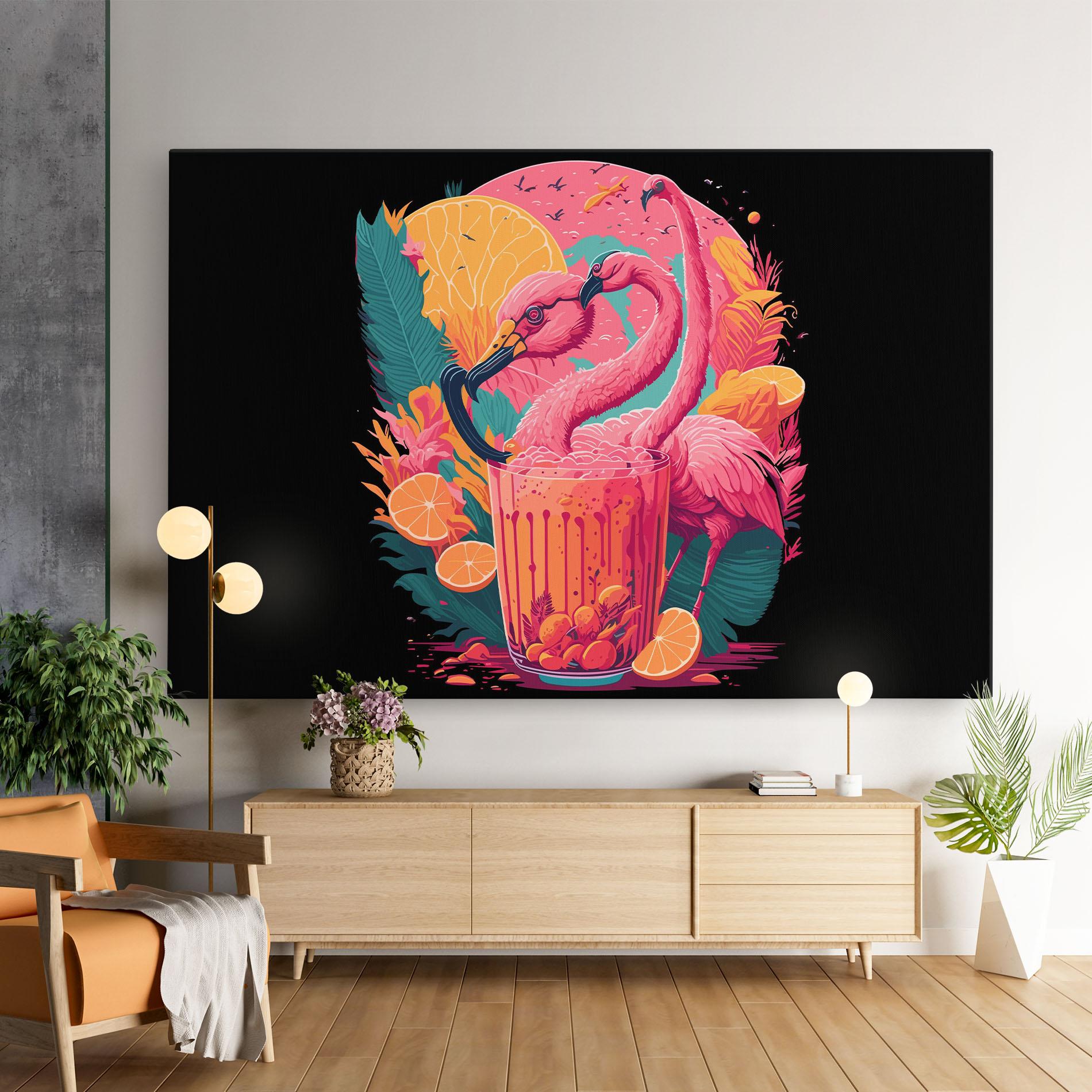 Tablou Canvas Pink Bird Drink mockup 9