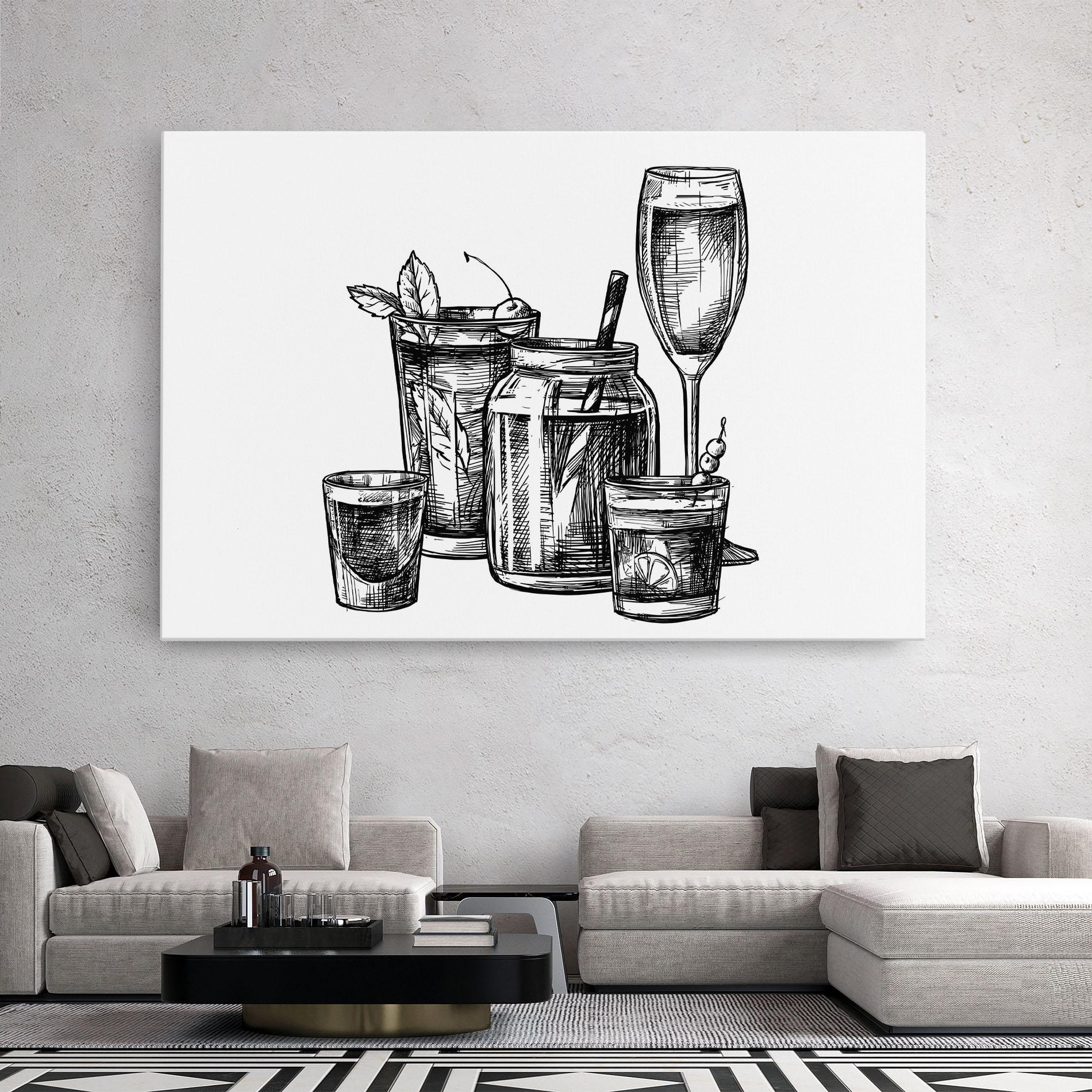 Tablou Canvas Black Line Drinks mockup 2