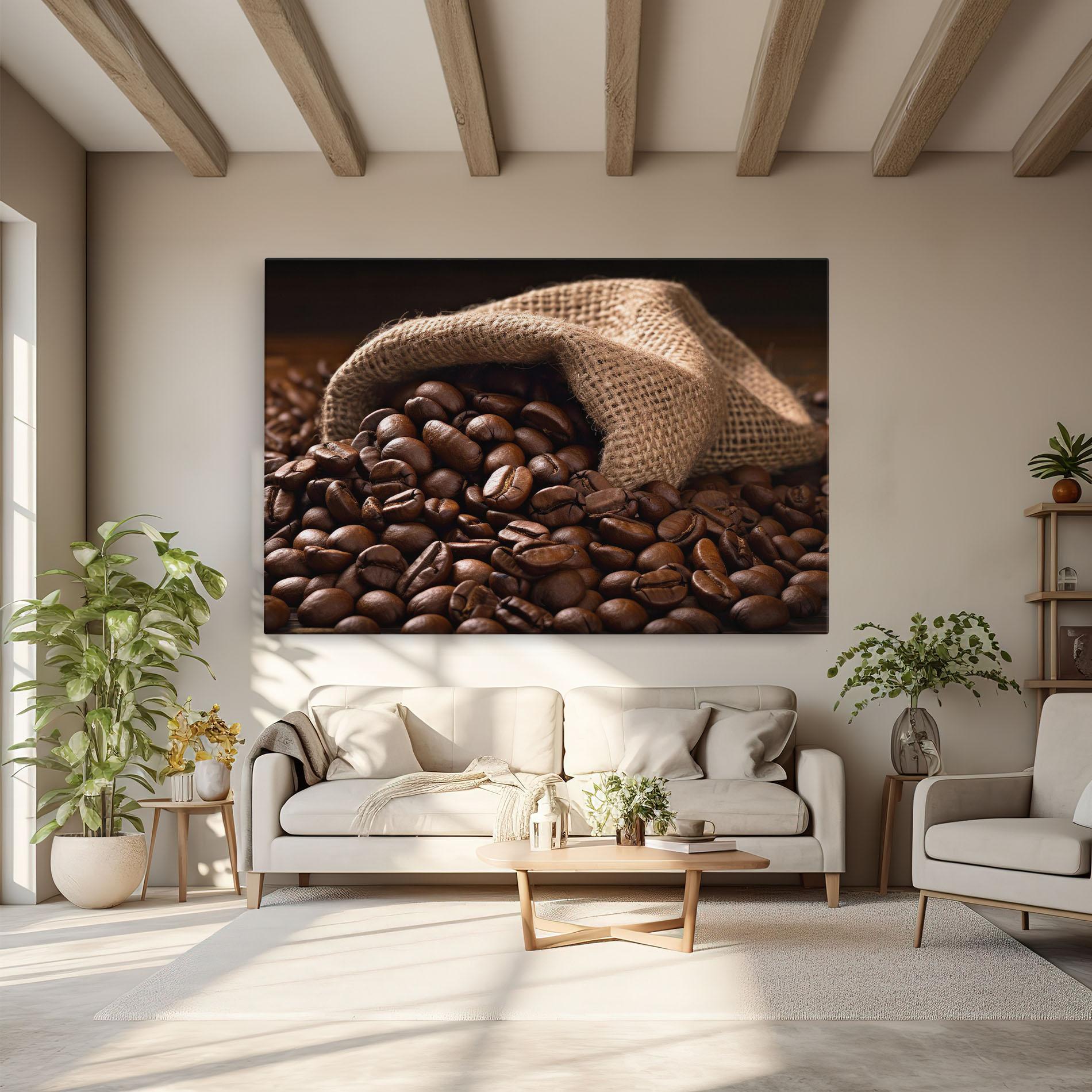 Tablou Canvas Bag Of Coffee Beans mockup 6