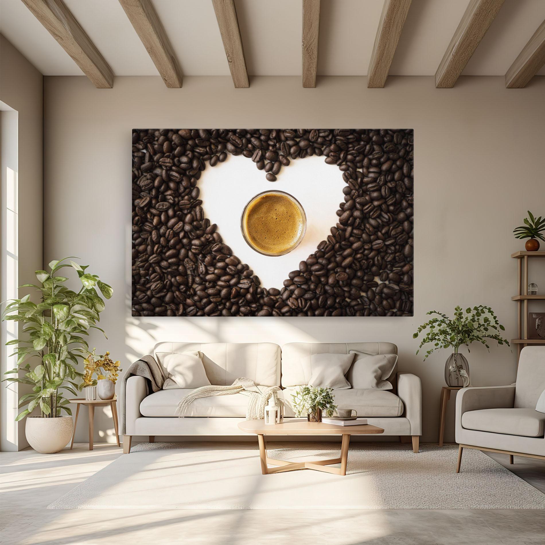 Tablou Canvas Coffee Bean Heart mockup 6