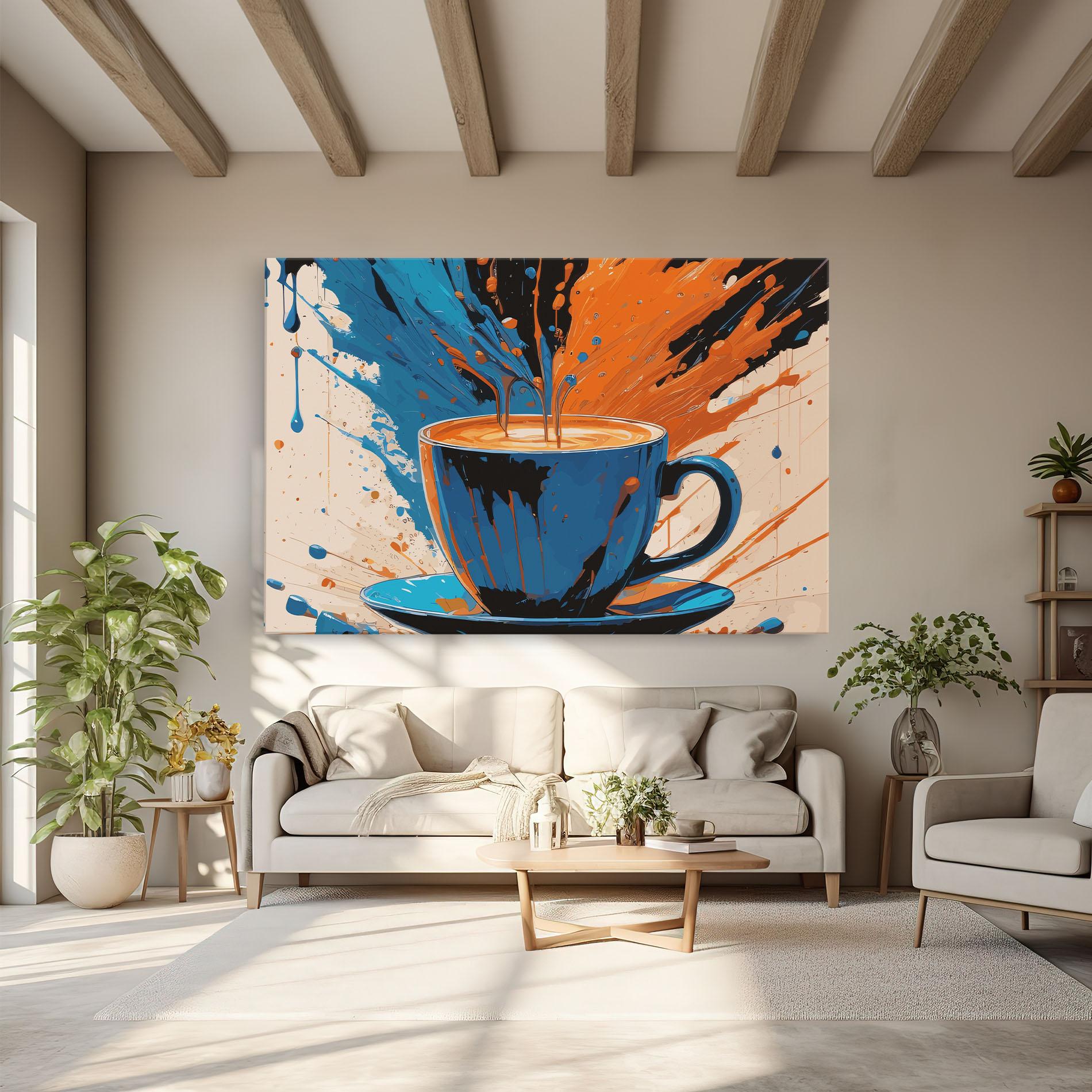 Tablou Canvas Coffee Blue Orange mockup 6