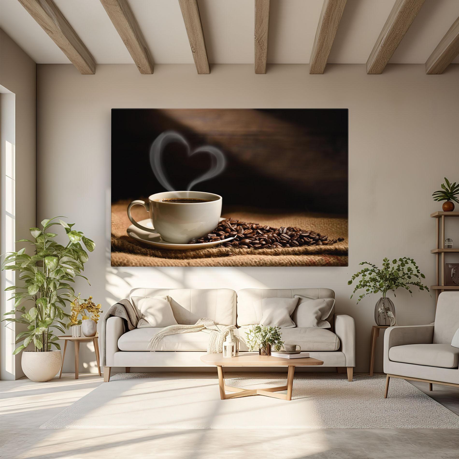 Tablou Canvas Heart Coffee Smoke mockup 6