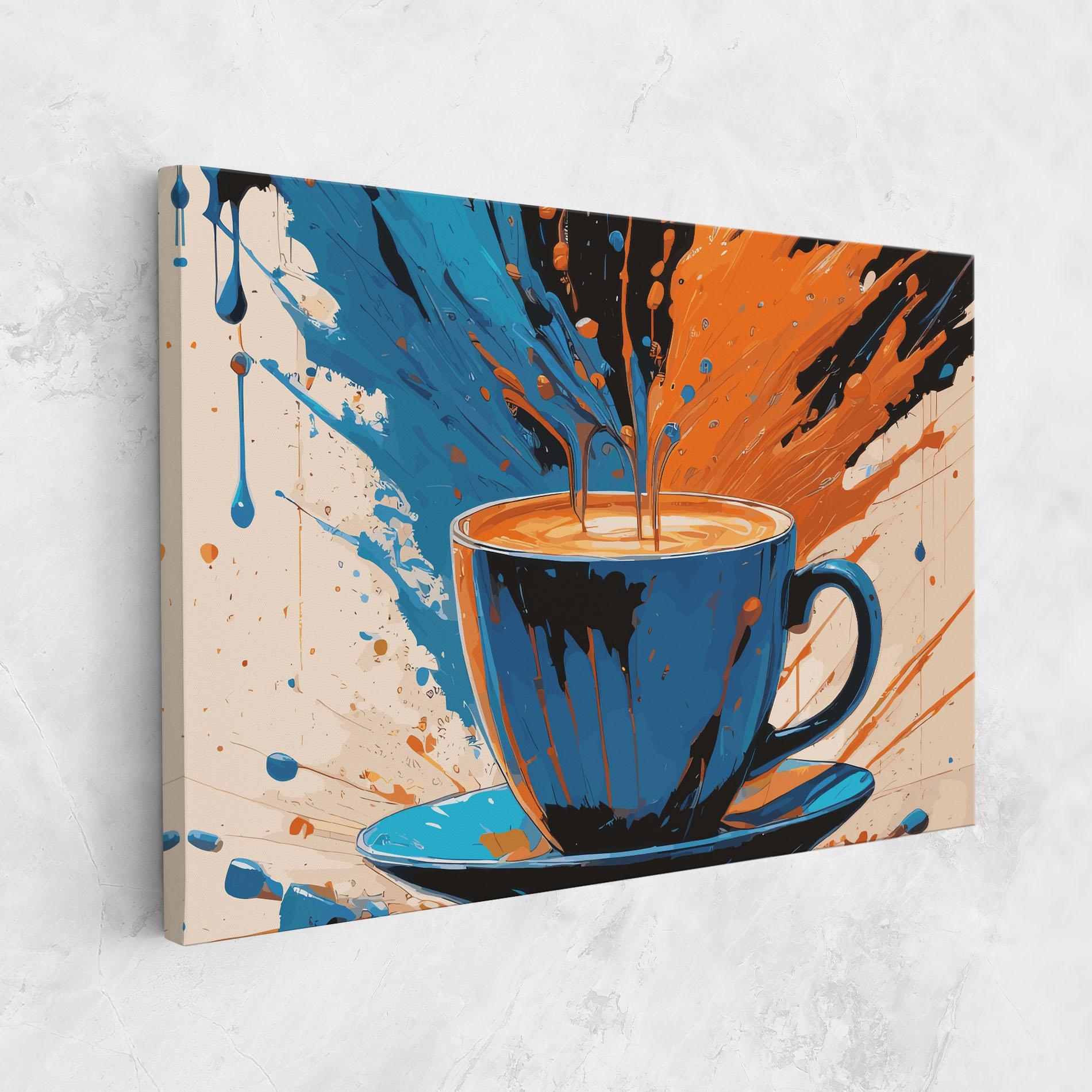 Tablou Canvas Coffee Blue Orange mockup 1