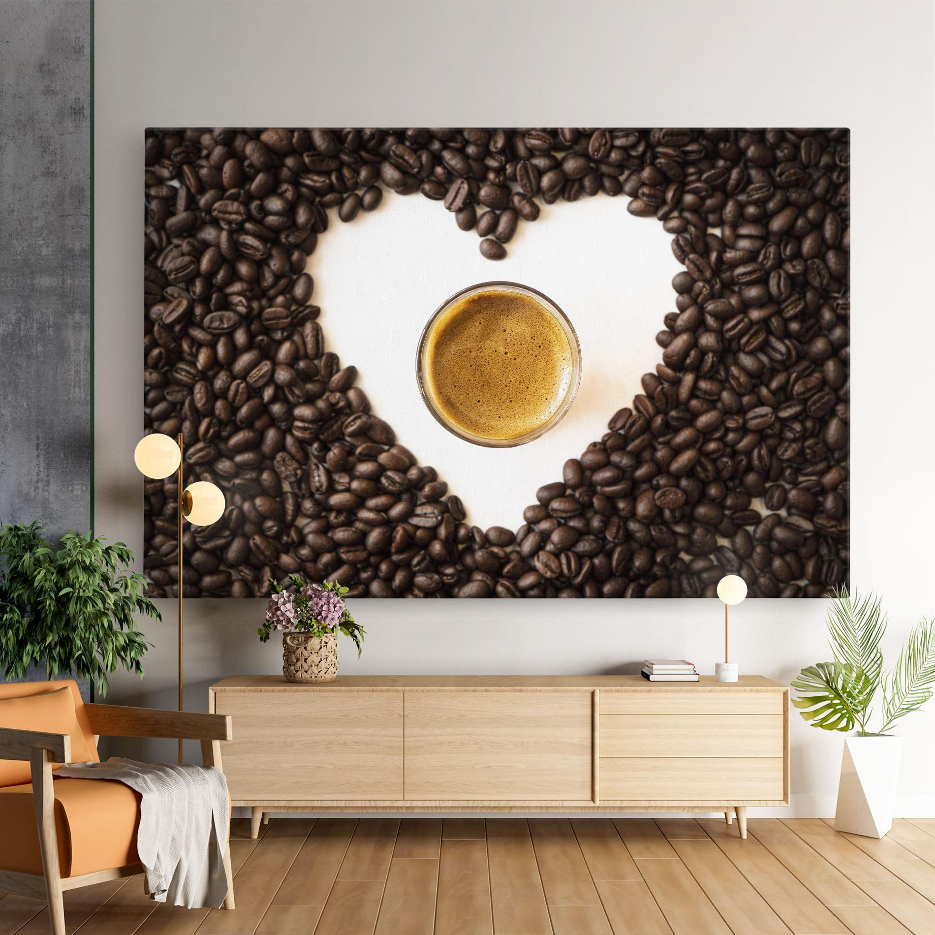Tablou Canvas Coffee Bean Heart mockup 9