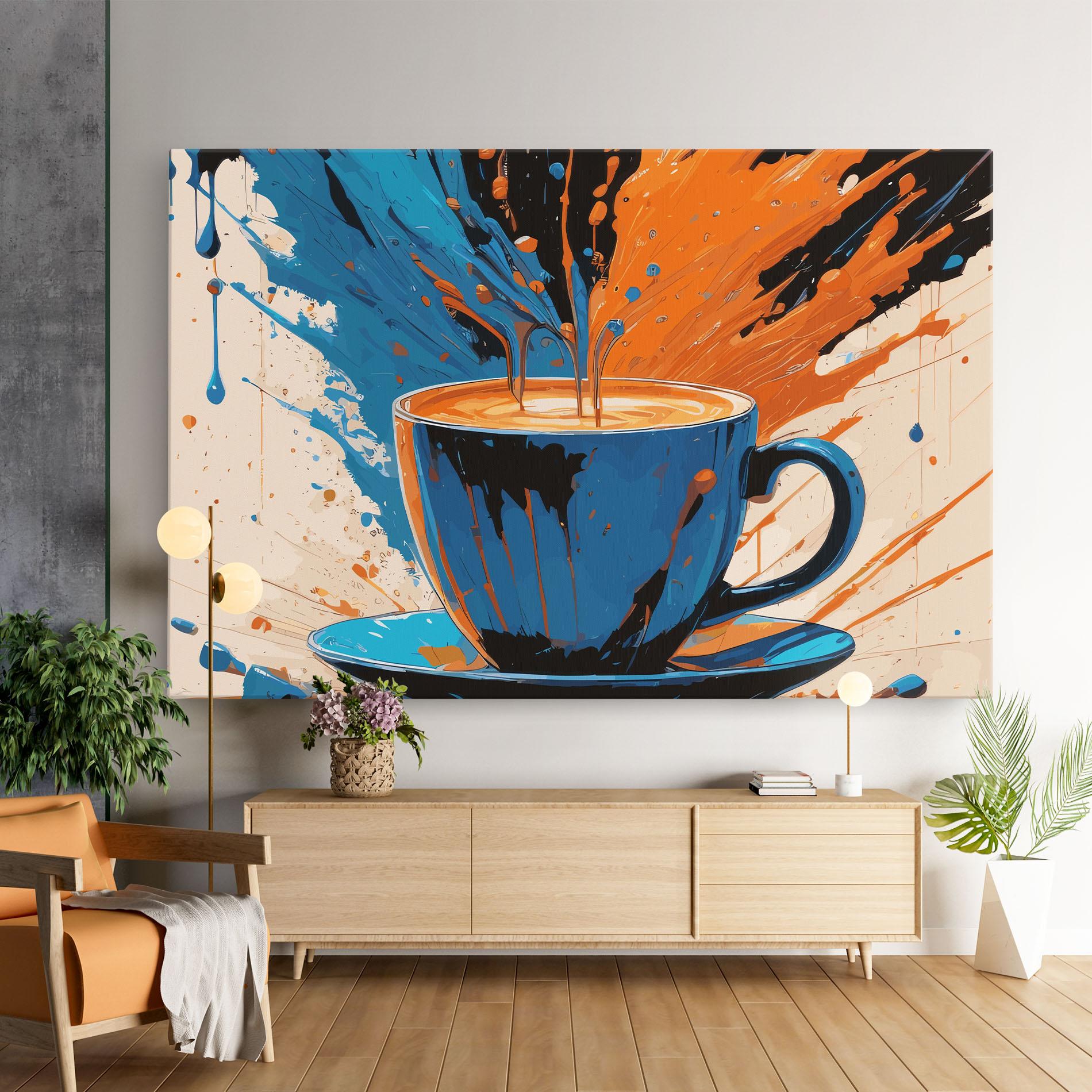 Tablou Canvas Coffee Blue Orange mockup 9