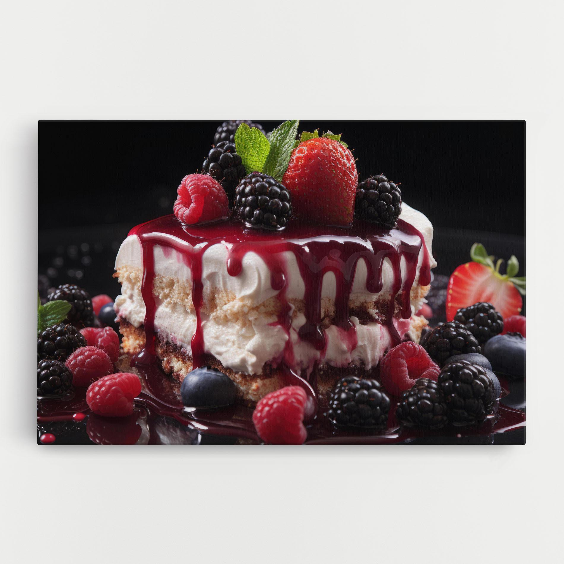 Tablou Canvas Berries Cream Dessert mockup 0