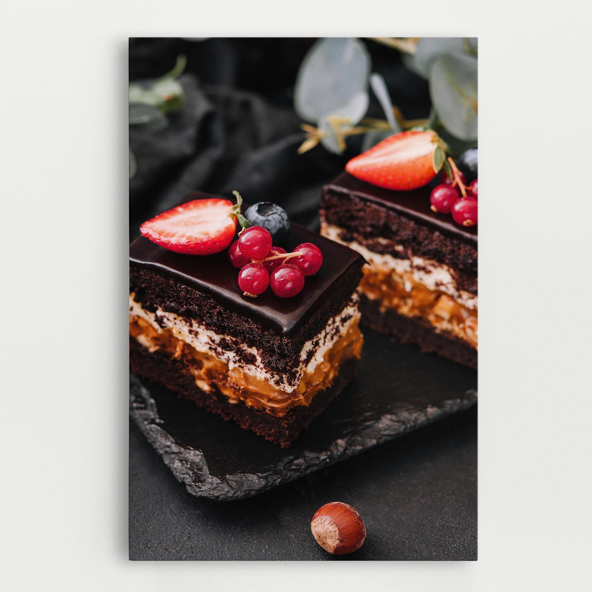 Tablou Canvas Chocolate Berries Cake mockup 0