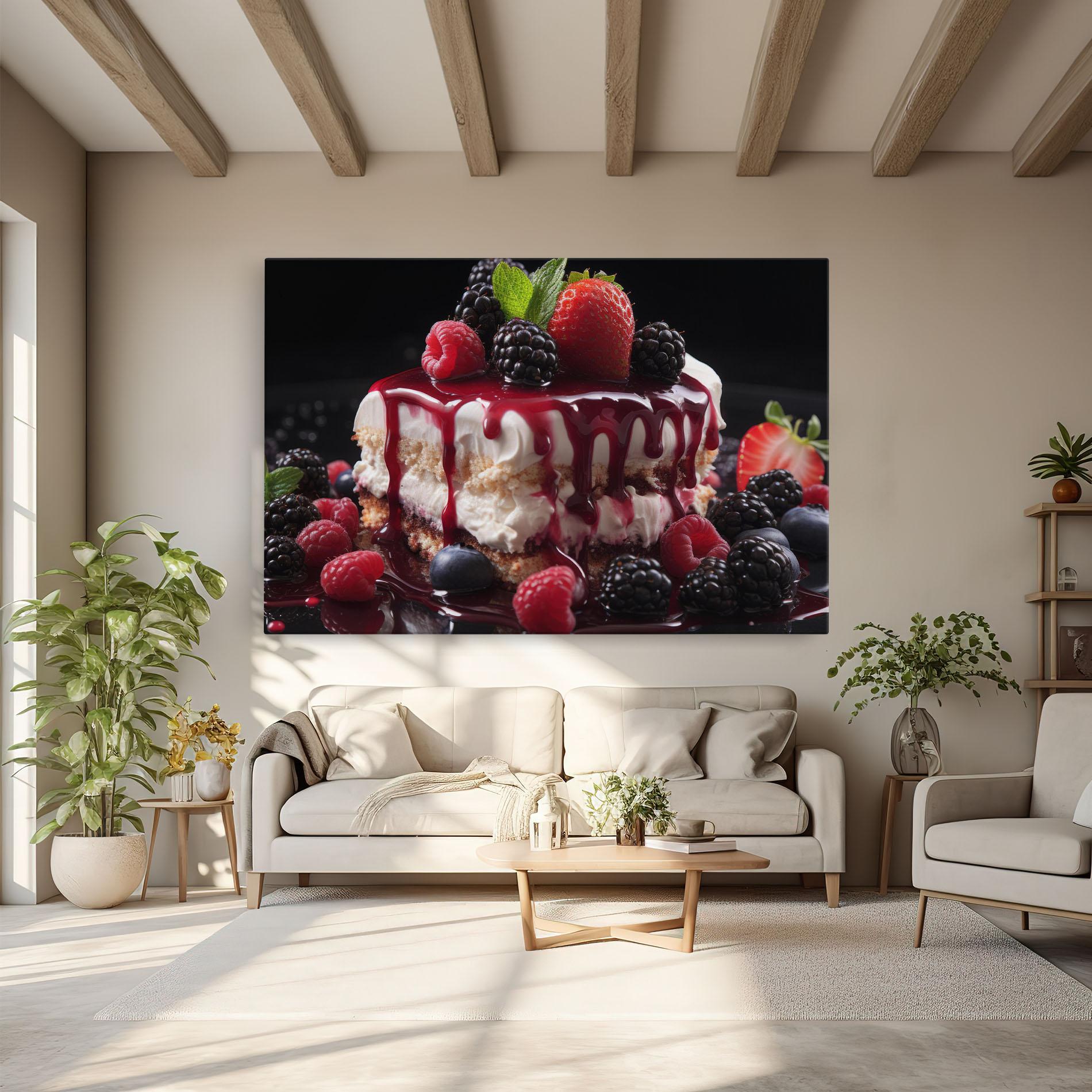 Tablou Canvas Berries Cream Dessert mockup 6