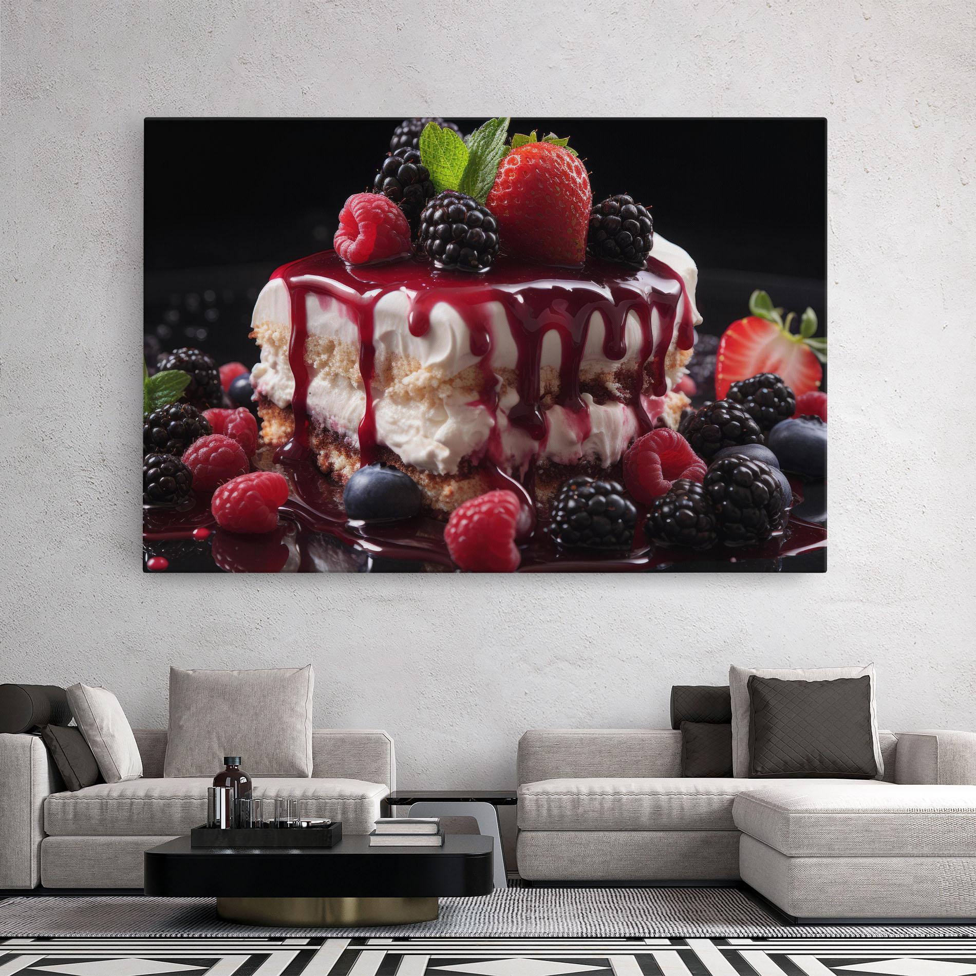 Tablou Canvas Berries Cream Dessert mockup 2
