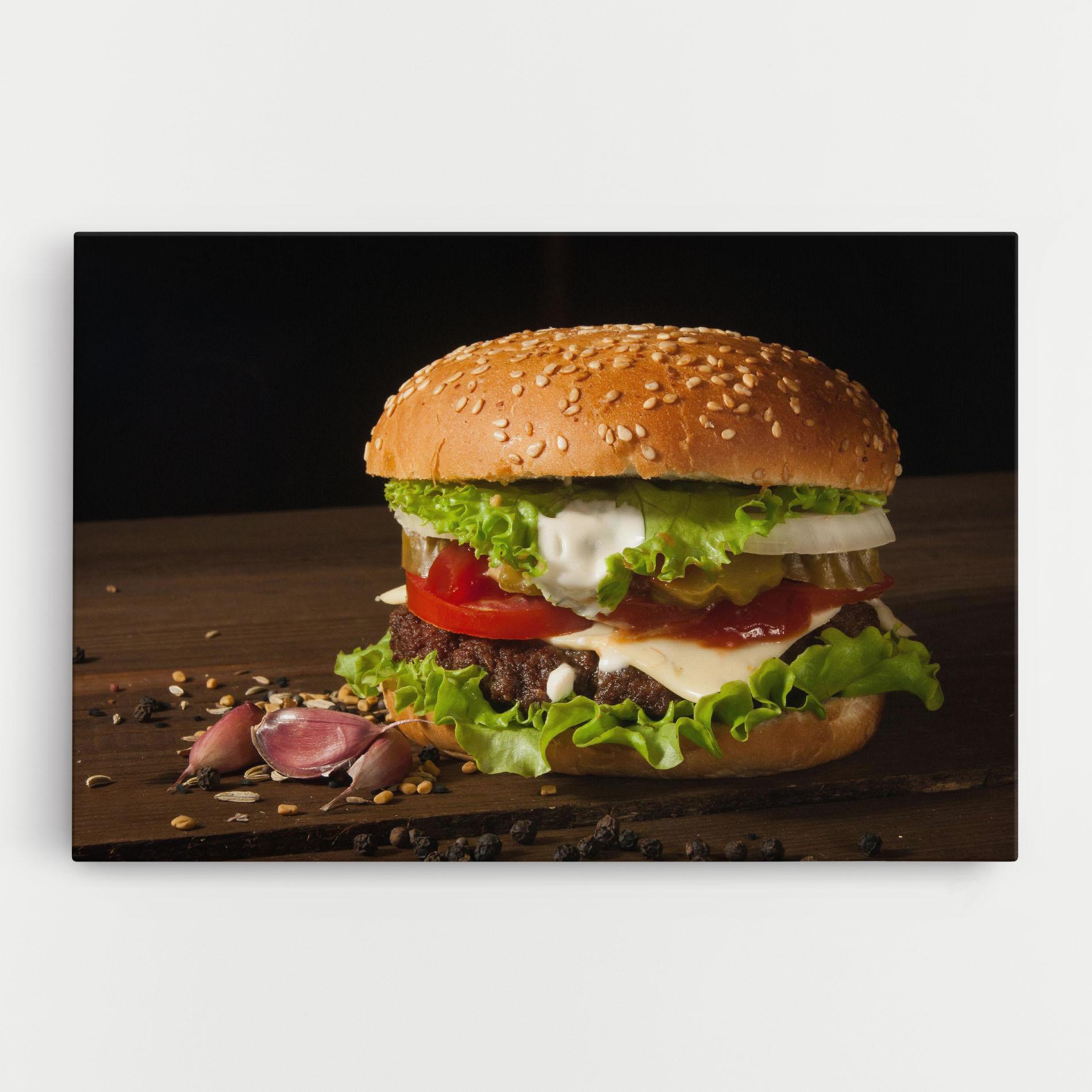 Tablou Canvas Delicious Hamburger mockup 0