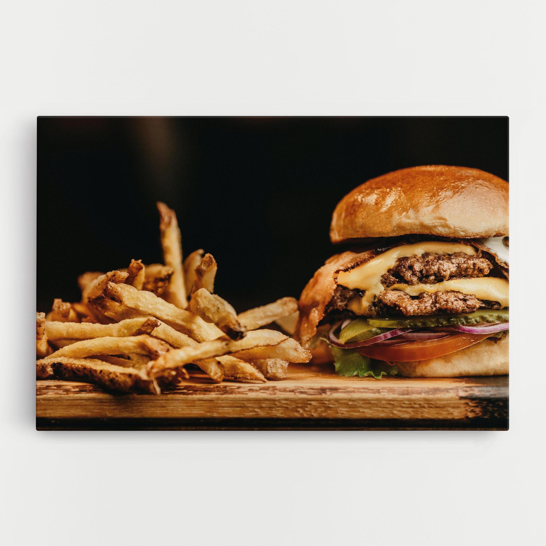 Tablou Canvas Hamburger With Fries mockup 0
