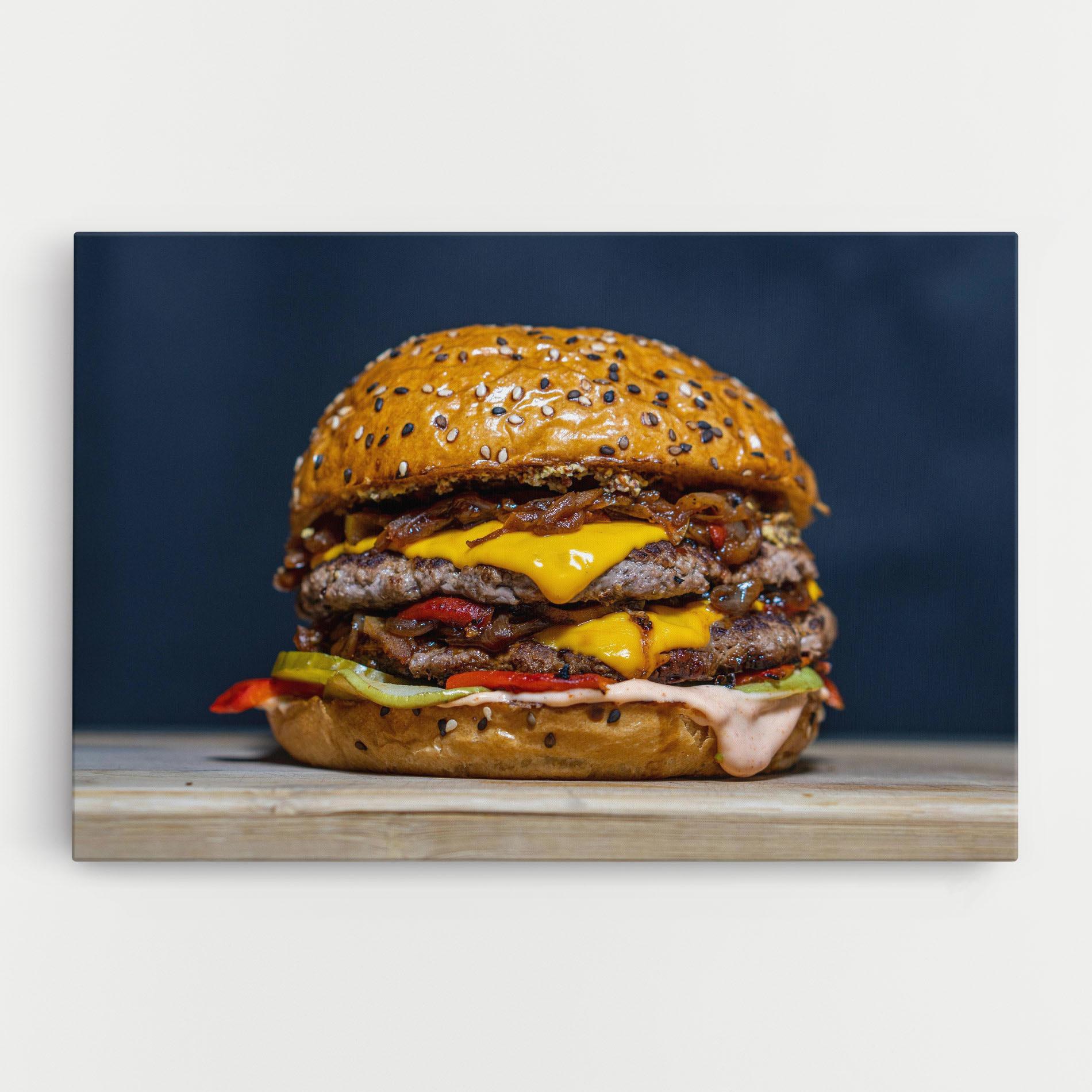Tablou Canvas Tasty Hamburger mockup 0