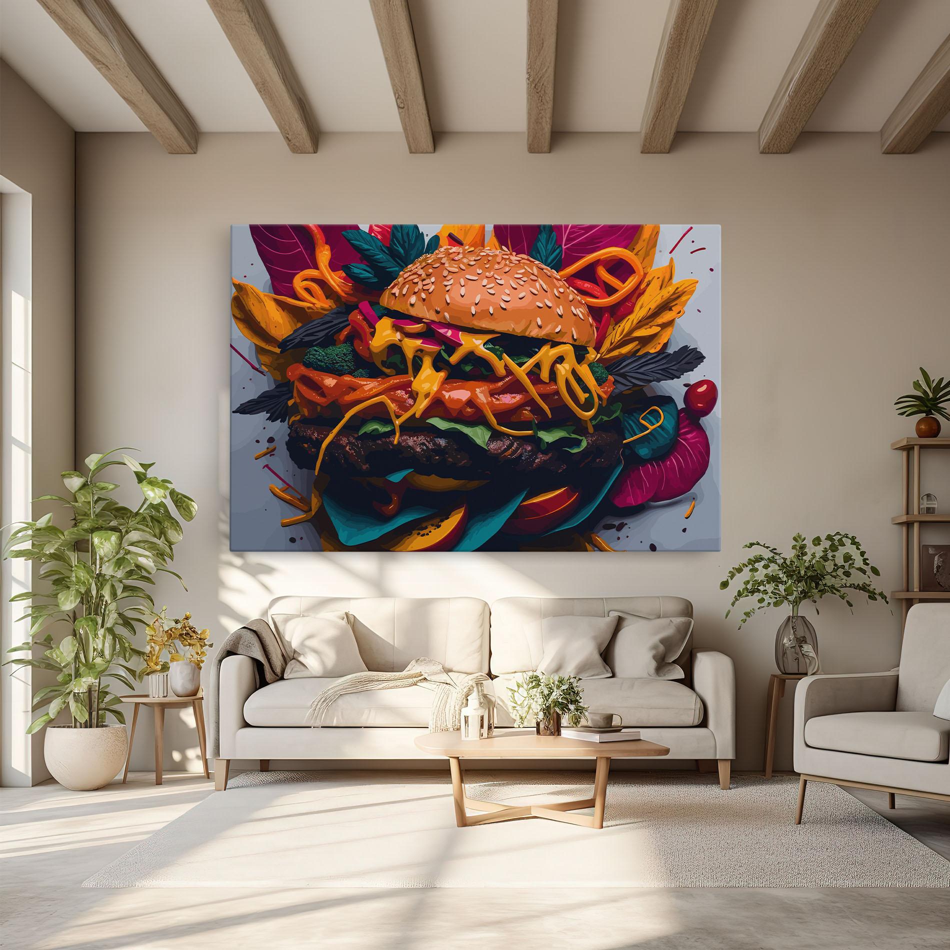 Tablou Canvas Burger Mustard mockup 6