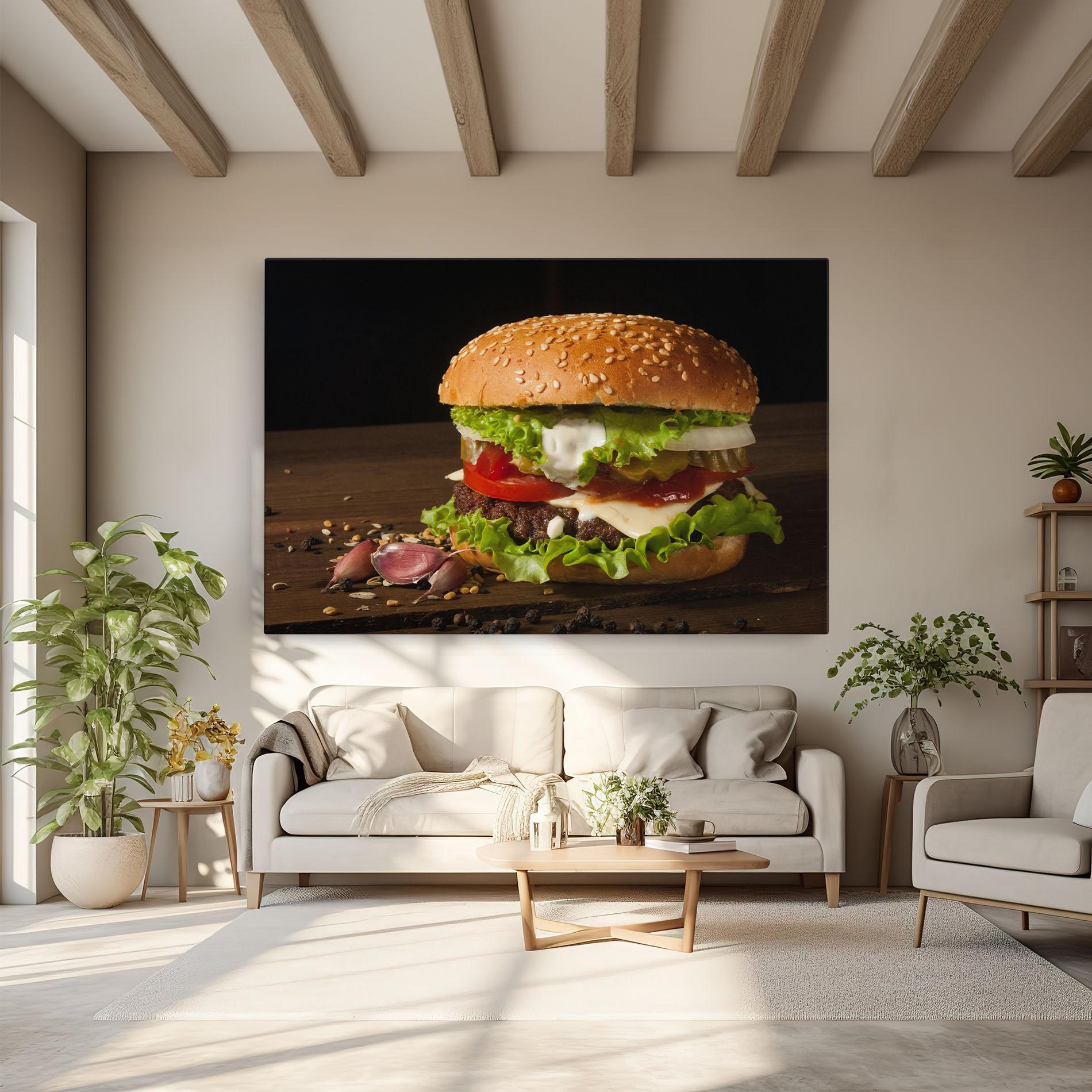 Tablou Canvas Delicious Hamburger mockup 6