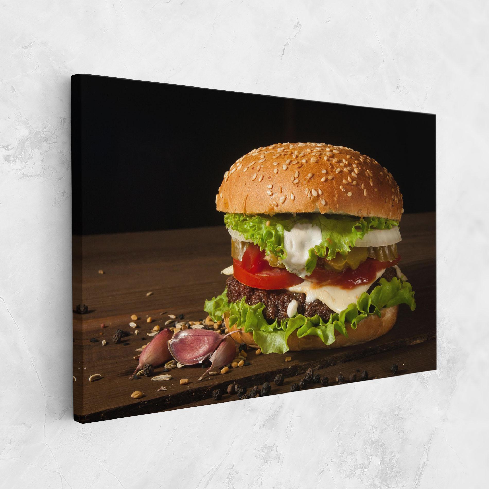 Tablou Canvas Delicious Hamburger mockup 1