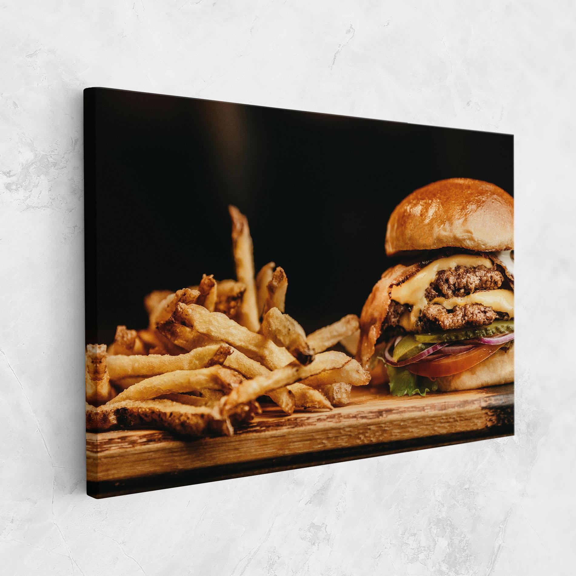 Tablou Canvas Hamburger With Fries mockup 1