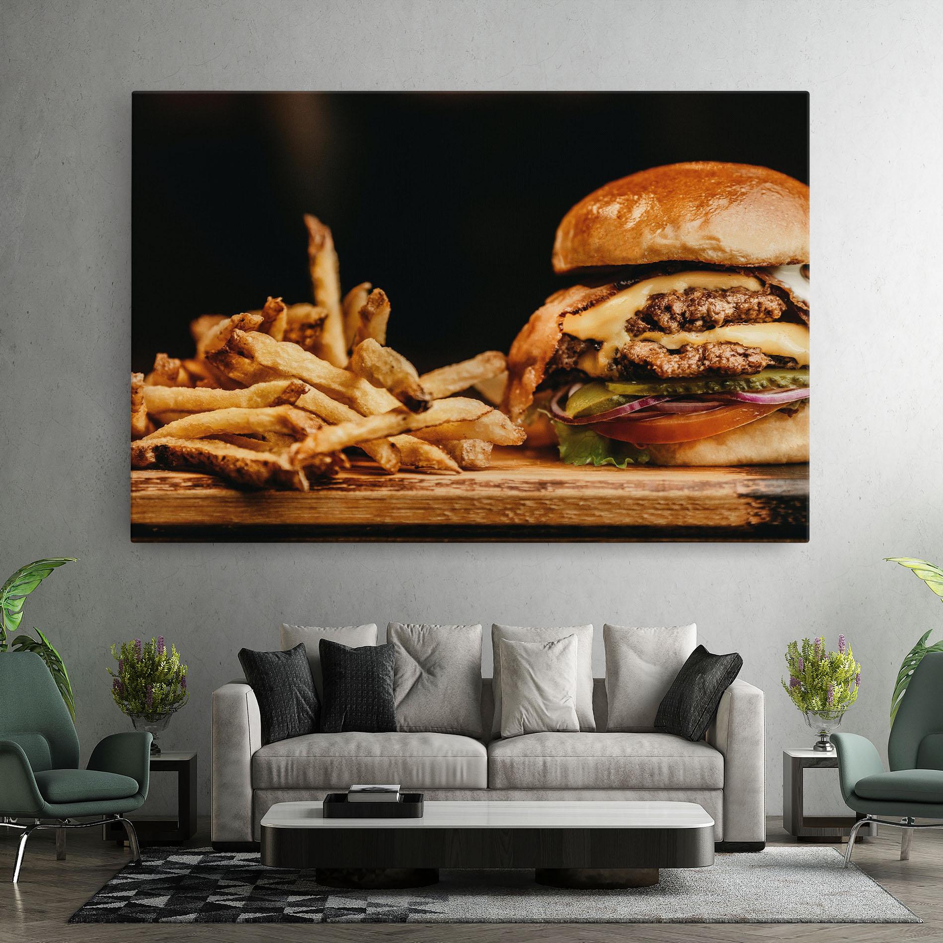 Tablou Canvas Hamburger With Fries mockup 7