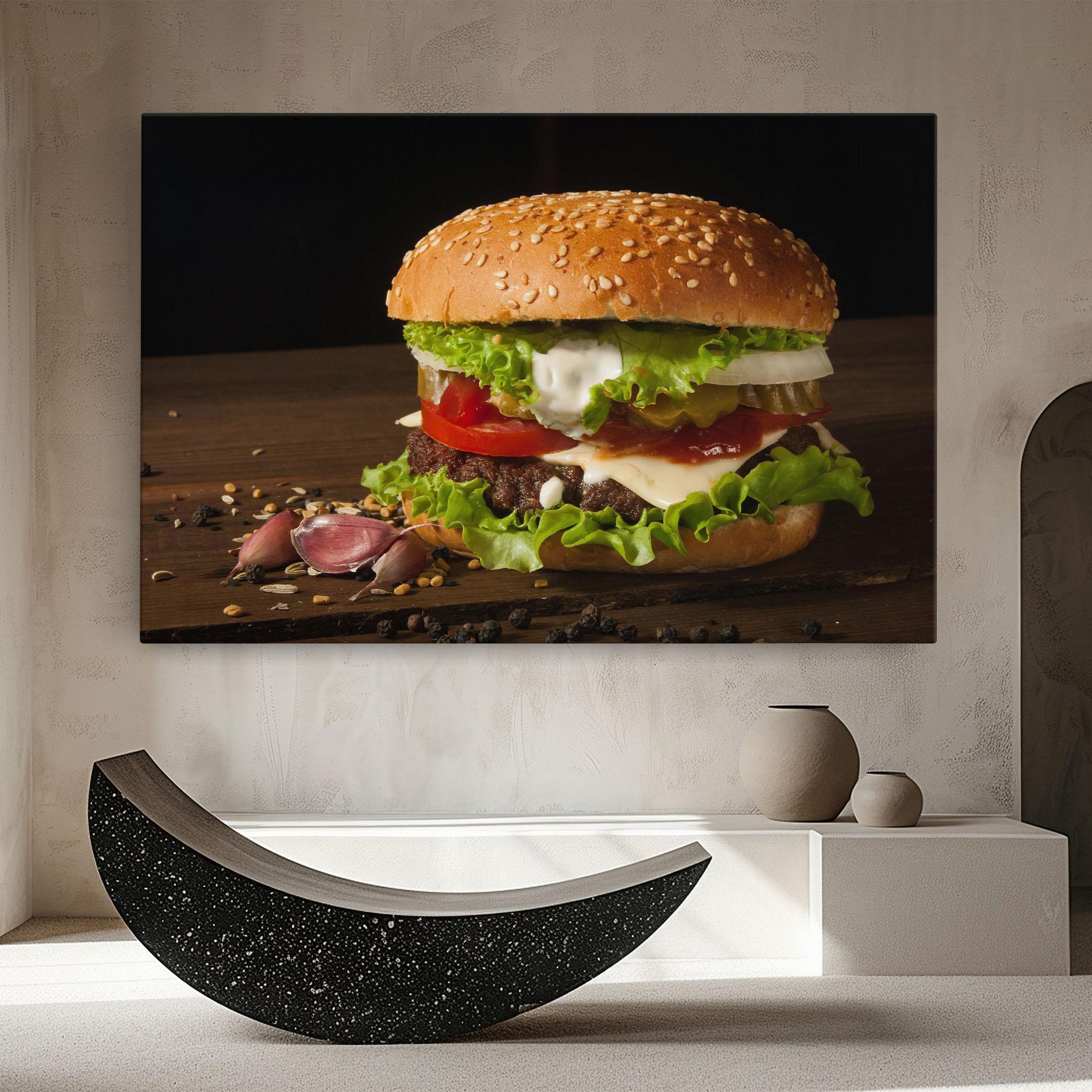 Tablou Canvas Delicious Hamburger mockup 8