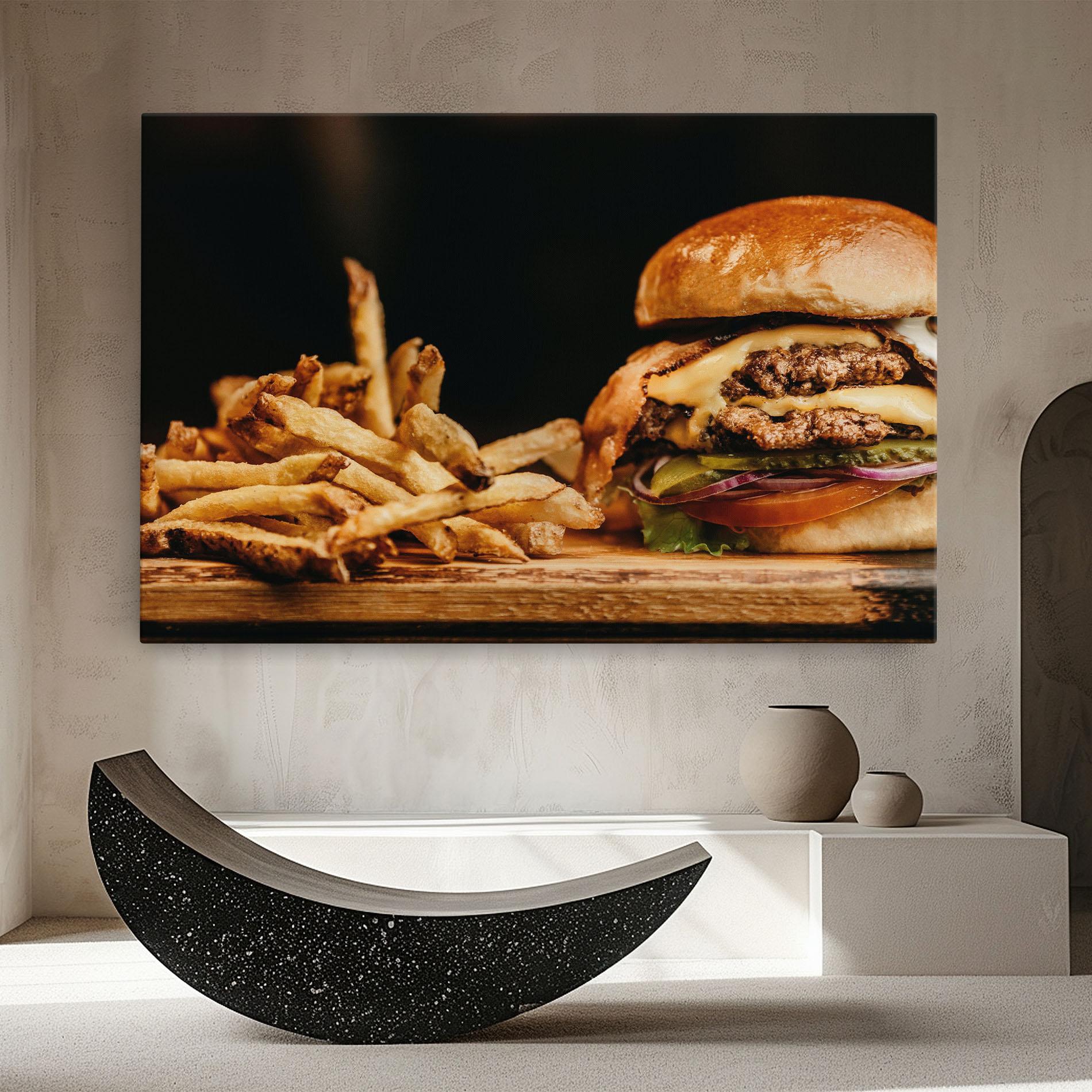 Tablou Canvas Hamburger With Fries mockup 8